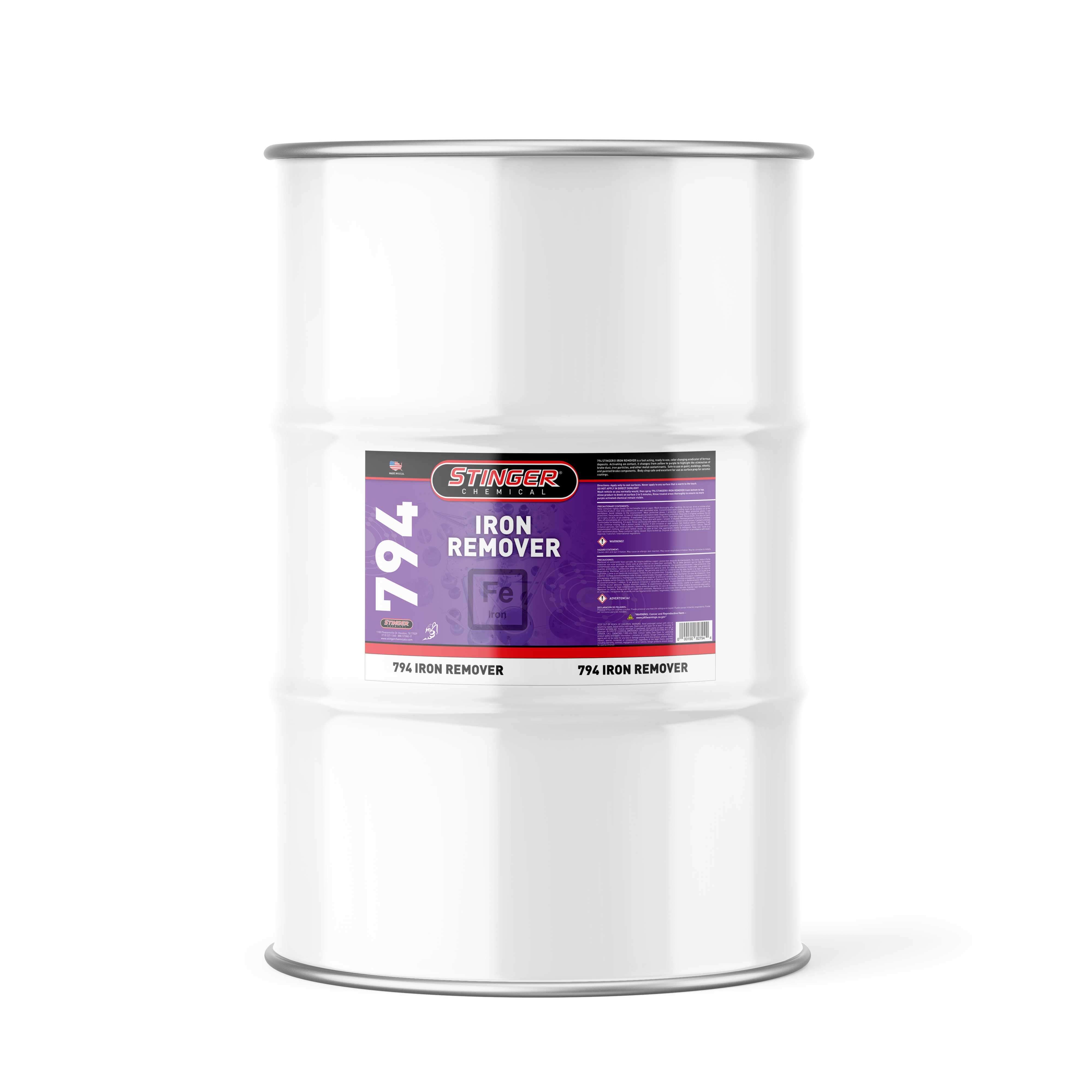 55-gallon drum stinger chemical iron remover on a white background