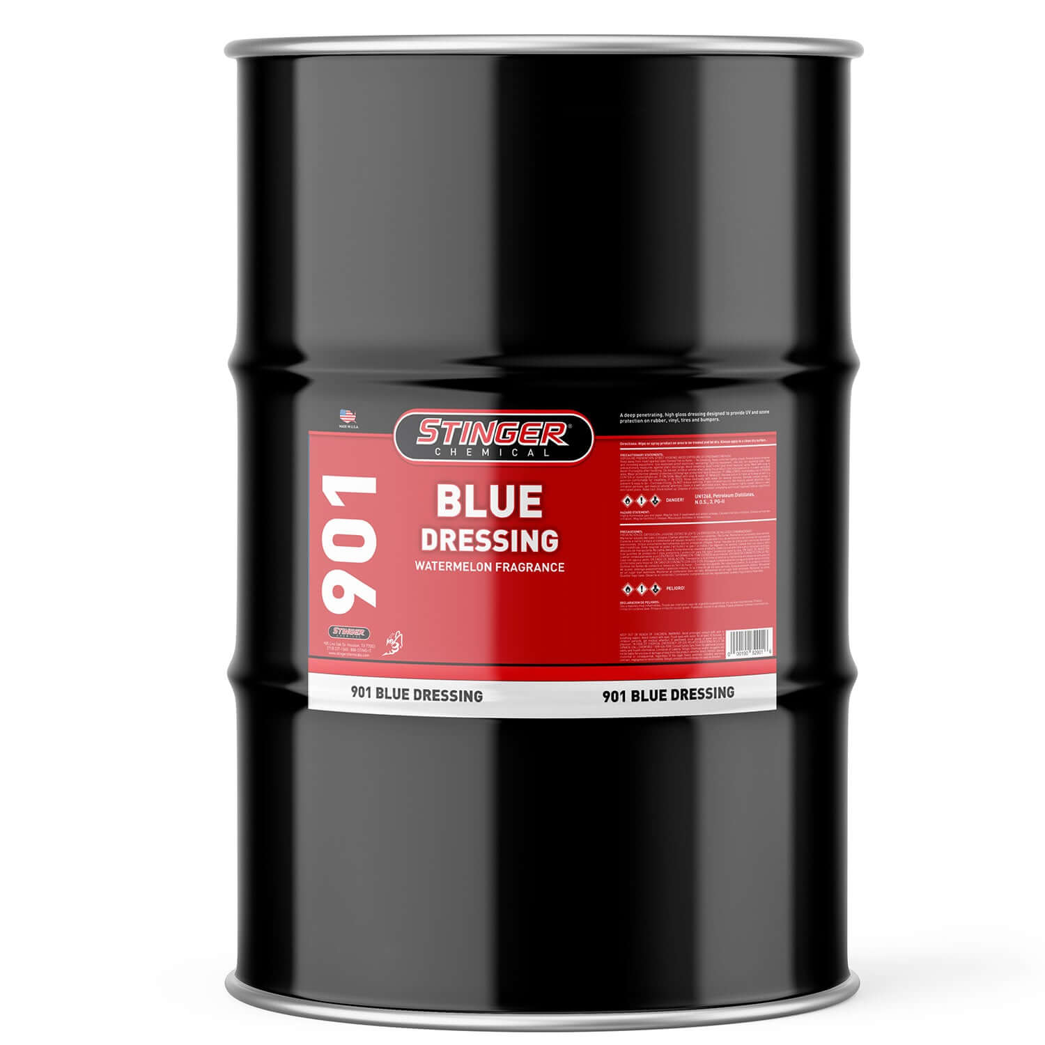55-gallon drum blue dressing on a white background