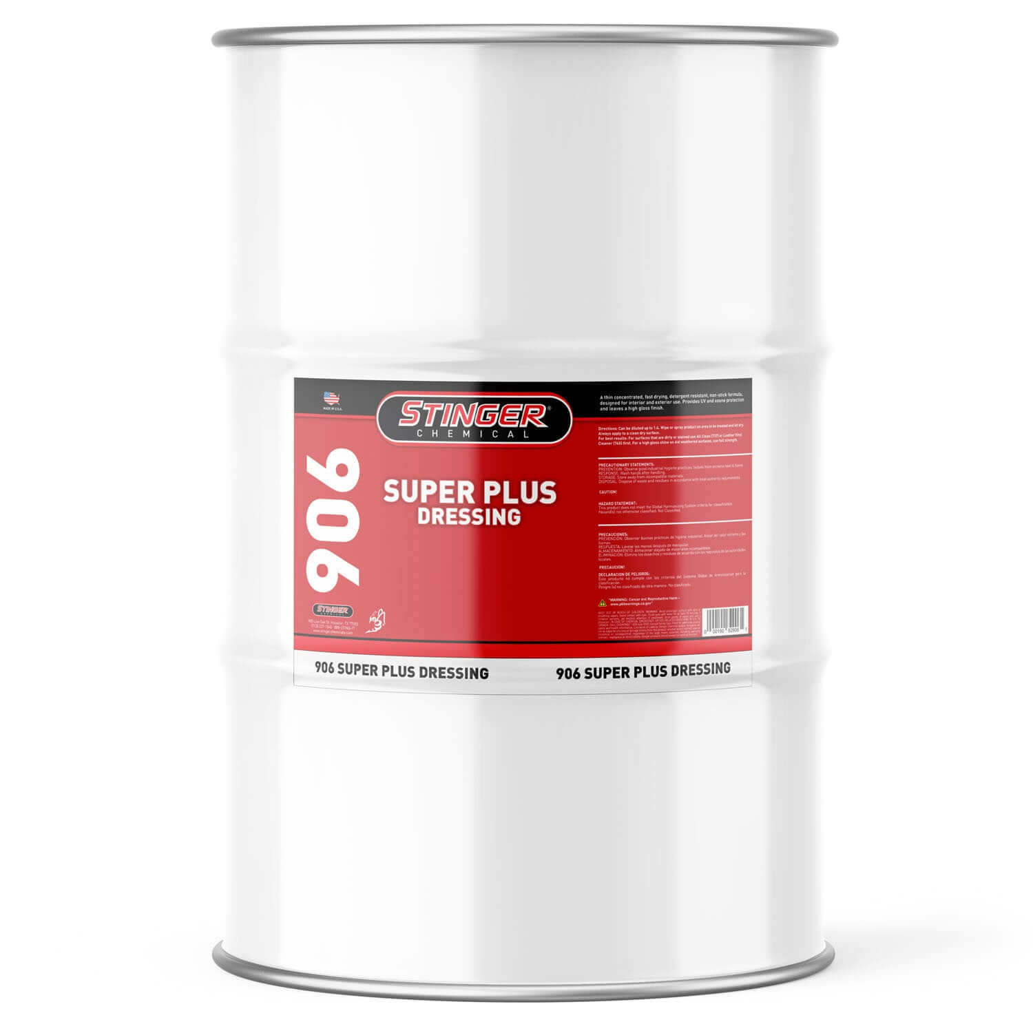55-gallon drum super plus dressing on a white background