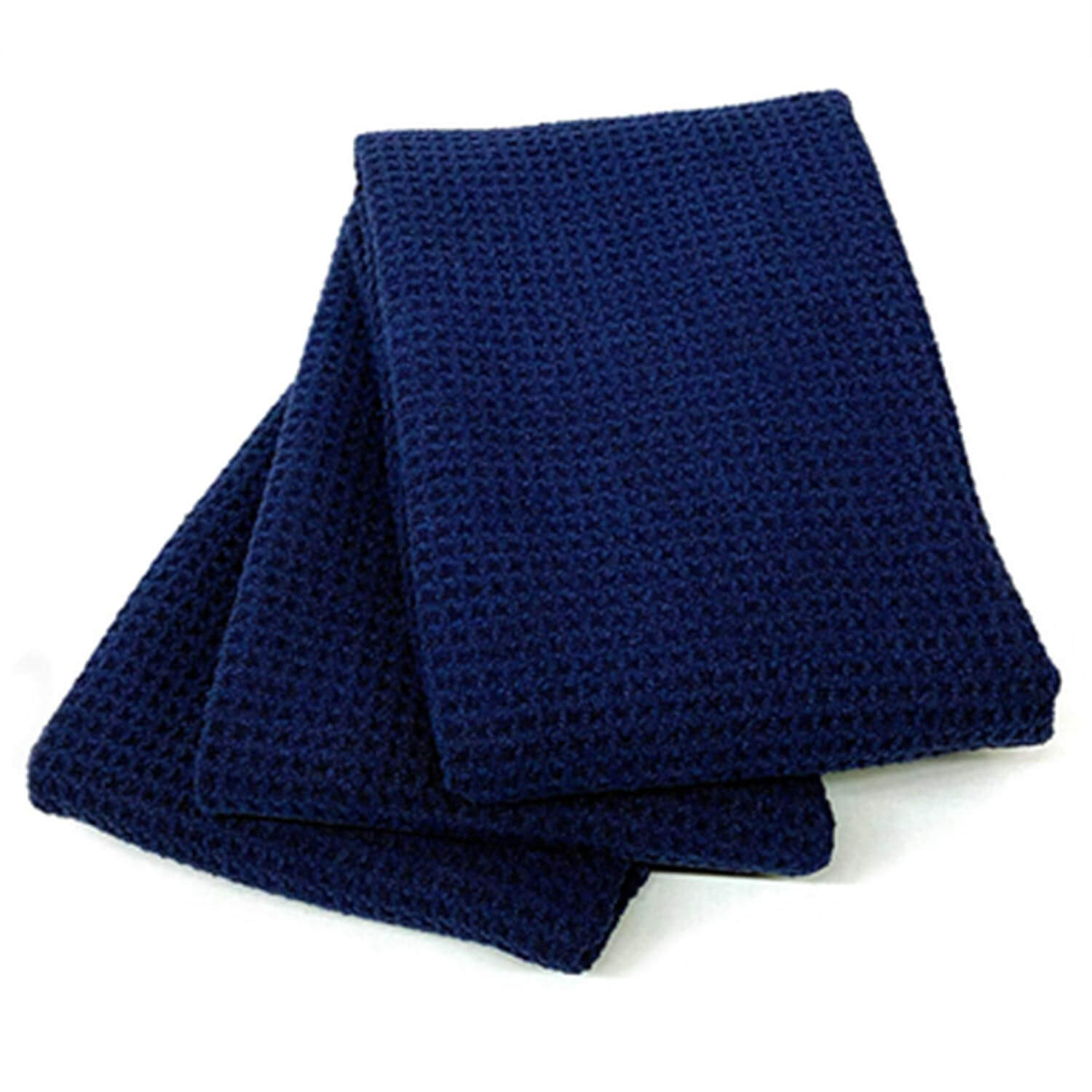 dark blue waffle weave drying towels