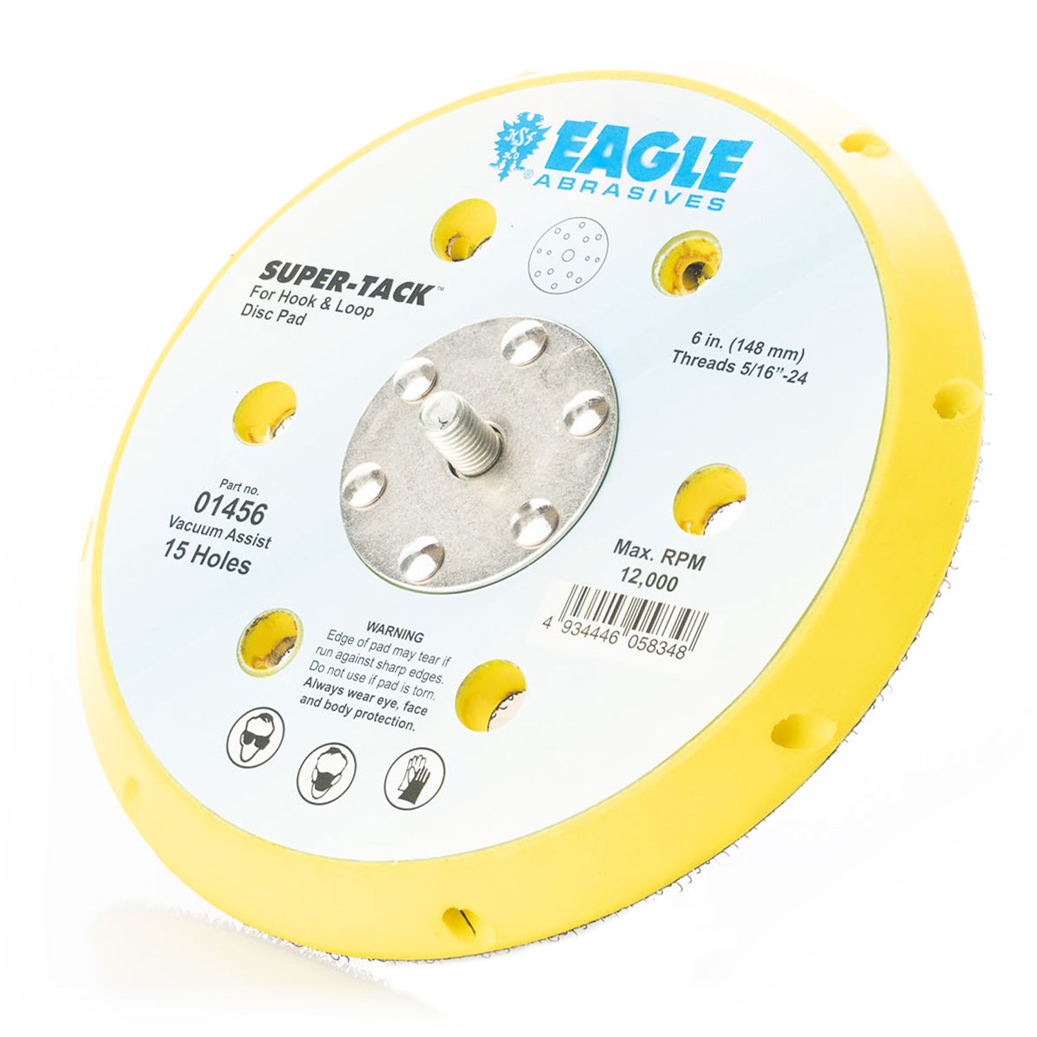 vacuum assisted 6-inch 15-hole hook and loop sanding backing plate