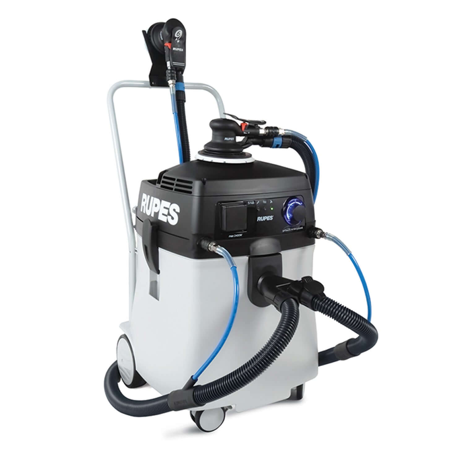 rupes complete dust extraction system with 2 skorpio sanders connected