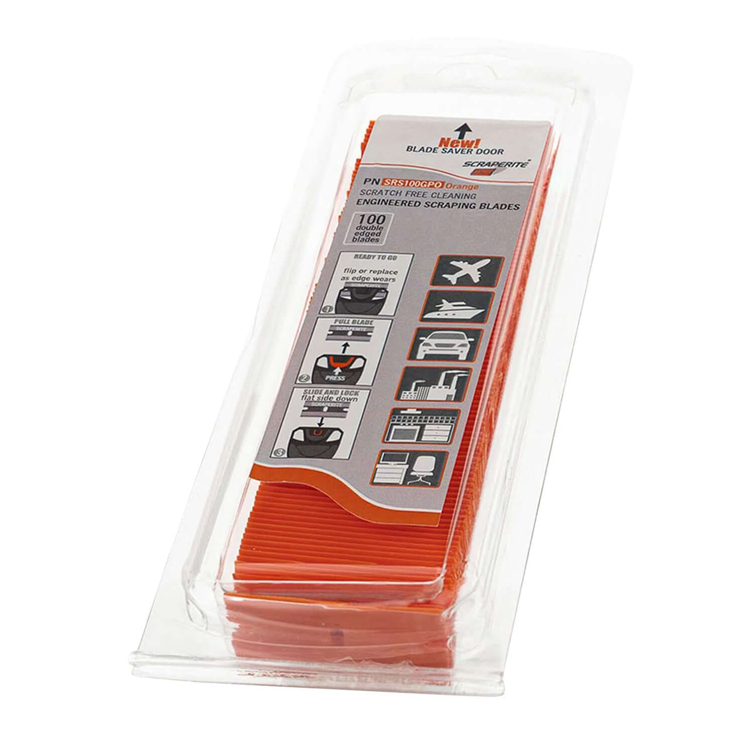 scraperite straight plastic razor blades general purpose orange