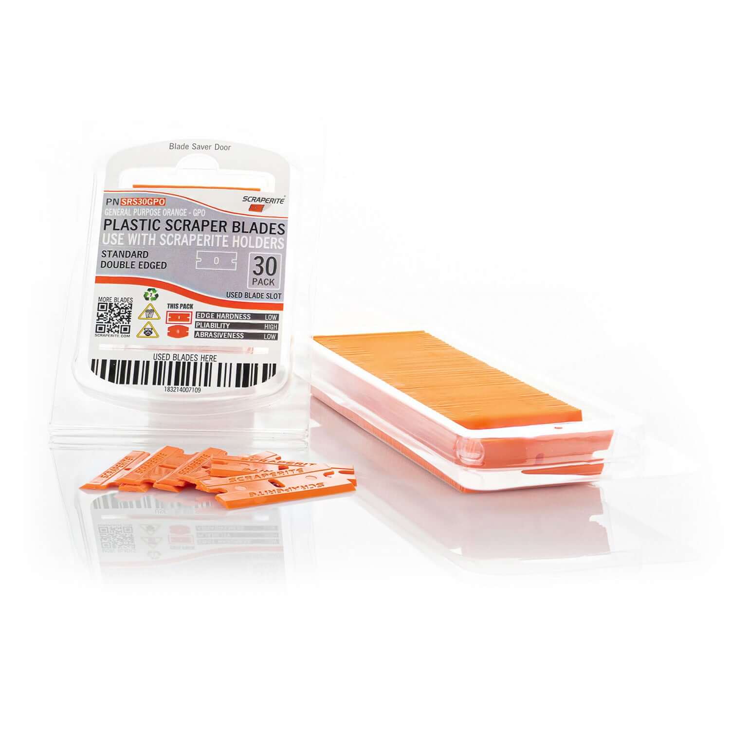 scraperite straight plastic razor blades general purpose orange