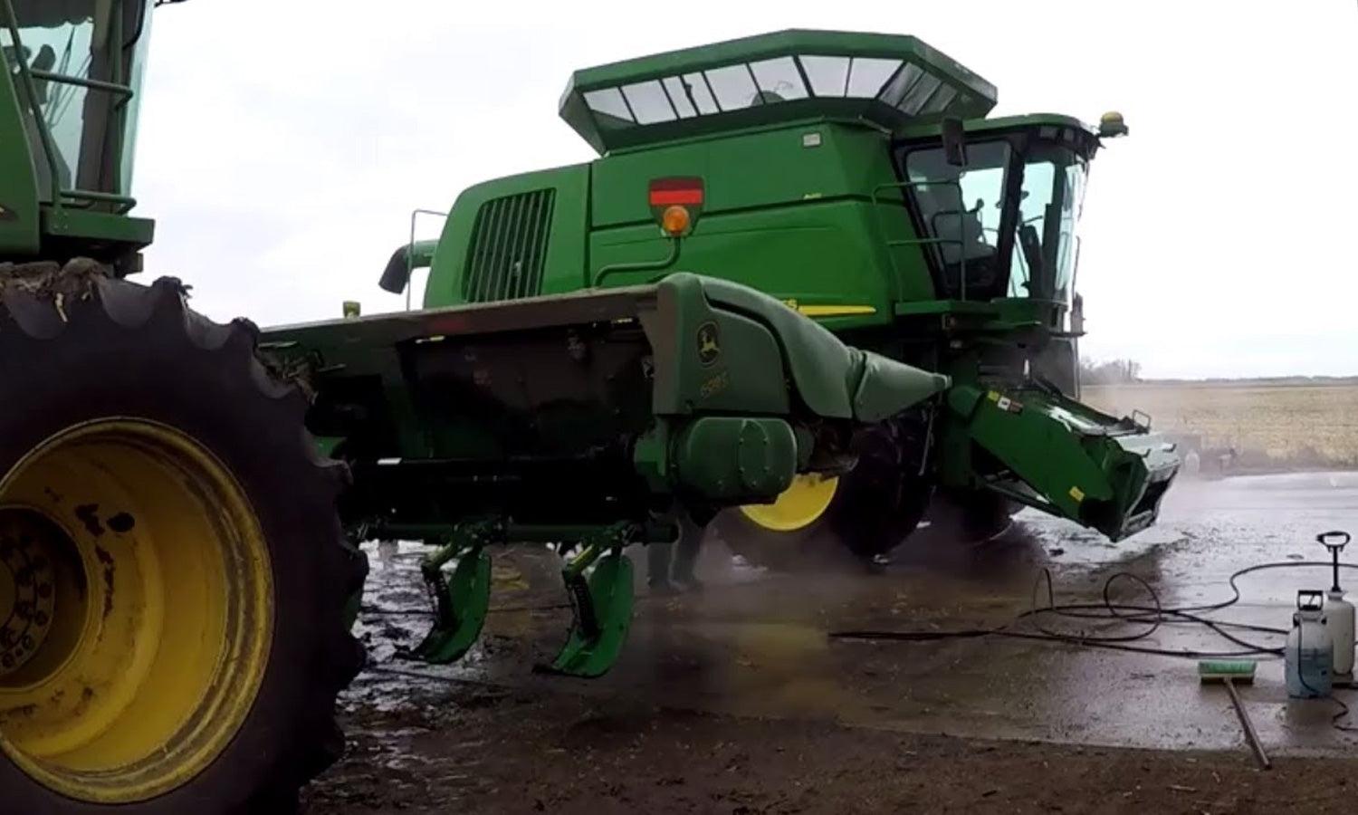 Combines being cleaned