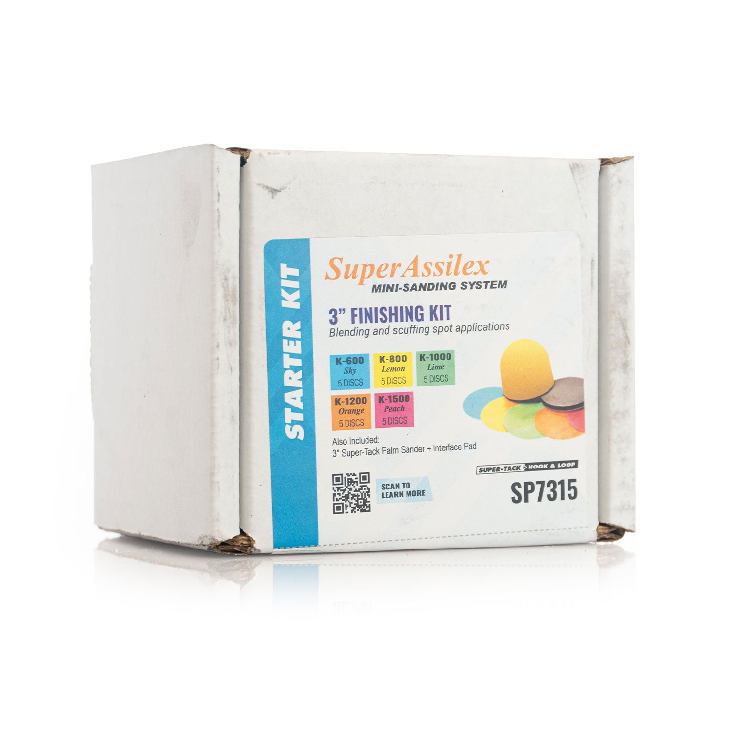 Super Assilex mini-sanding system starter kit packaging on a white background