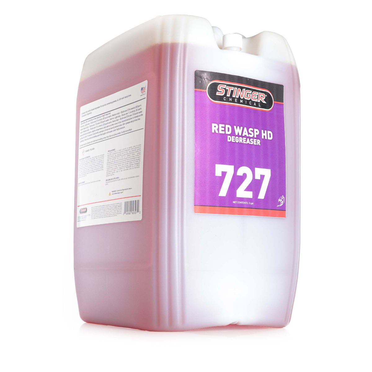 Stinger Chemical Red Wasp HD Degreaser 5 Gallon Jug on a white background