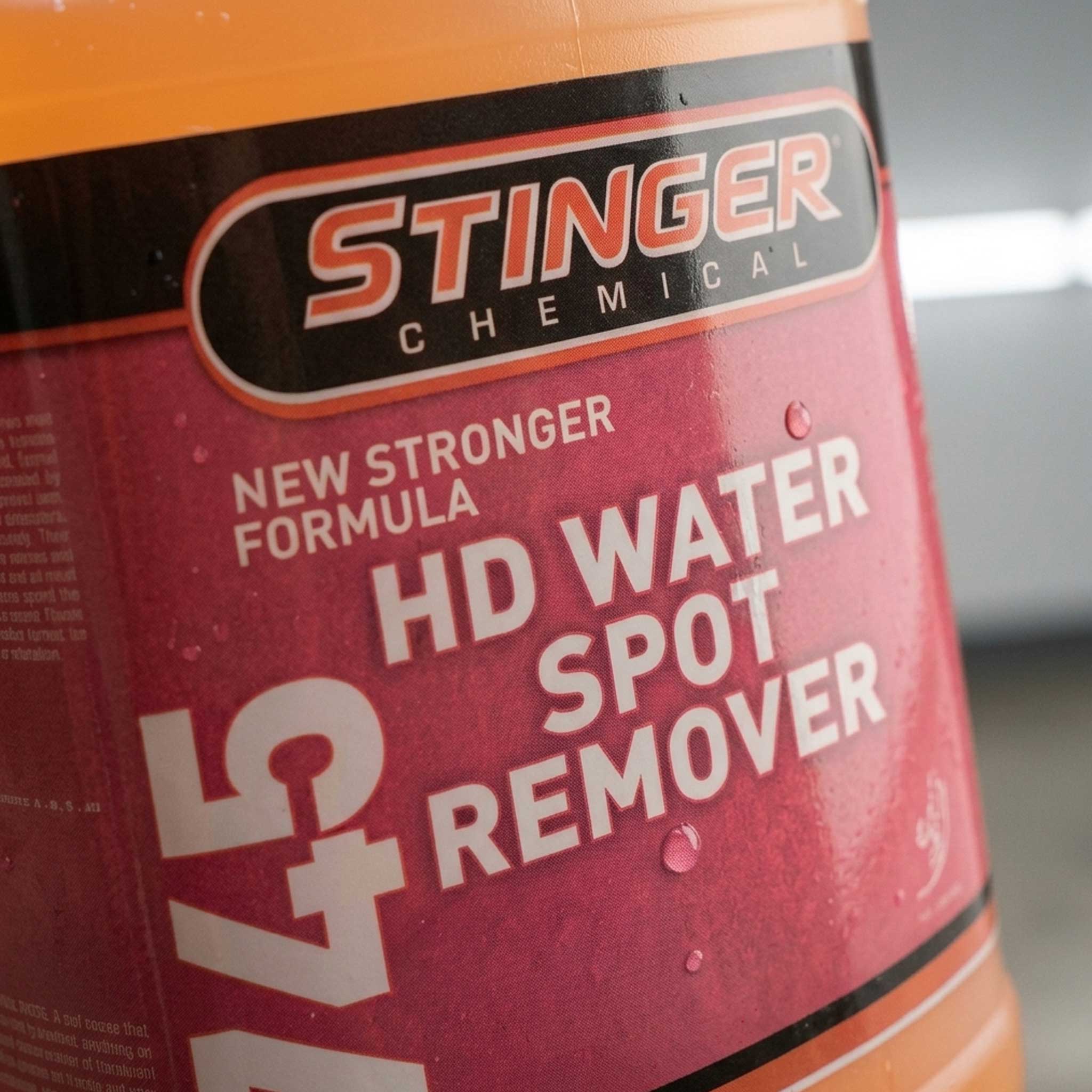 HD Water Spot remover label for gallon bottling
