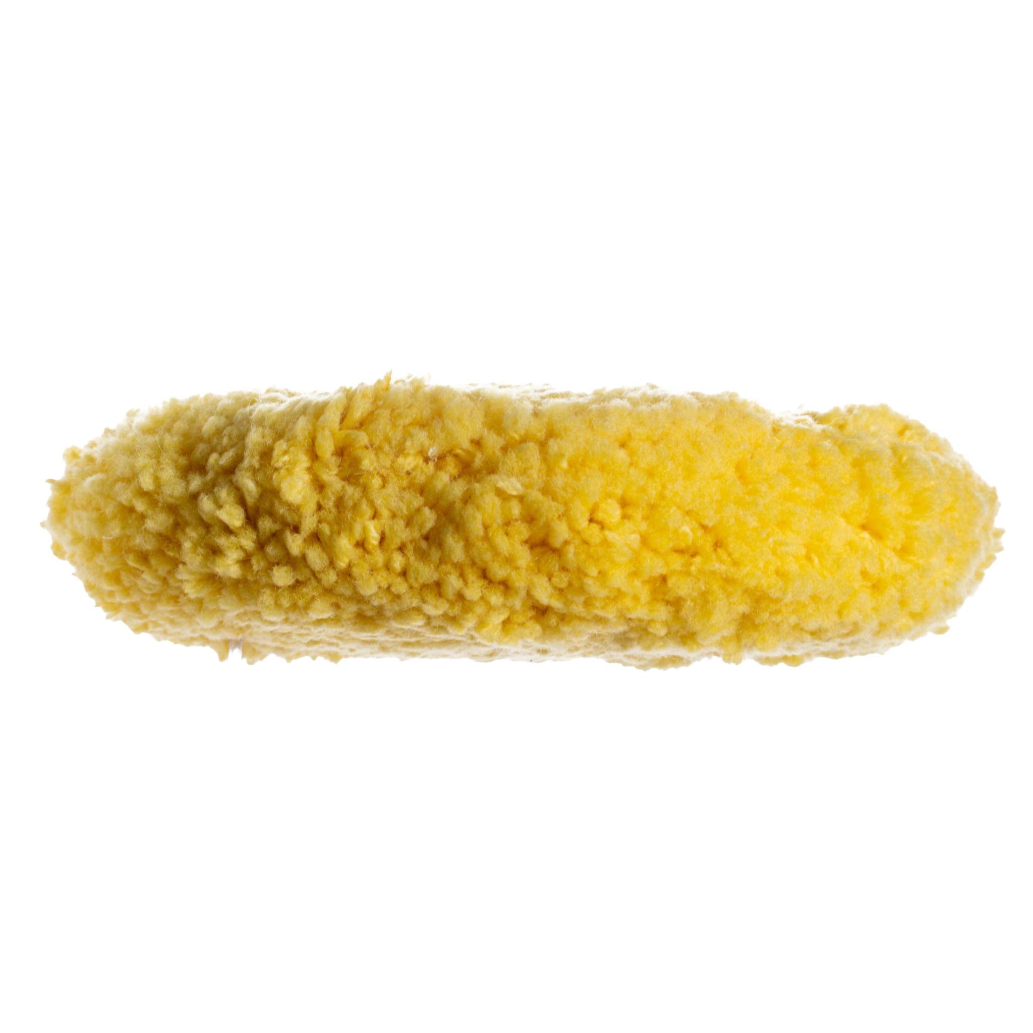 Yellow wool pad with a textured surface on a white background