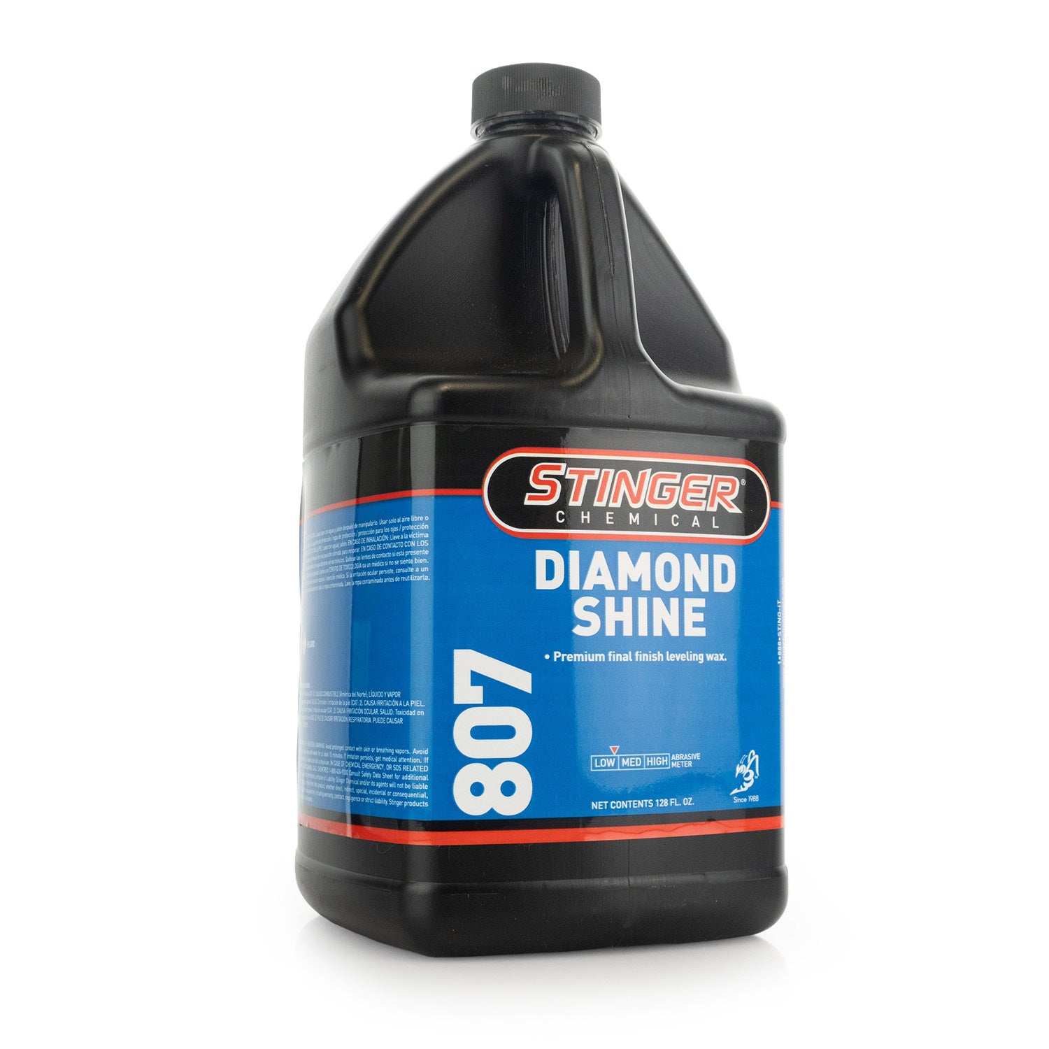 Bottle of Stinger Chemical Diamond Shine 807 on a white background