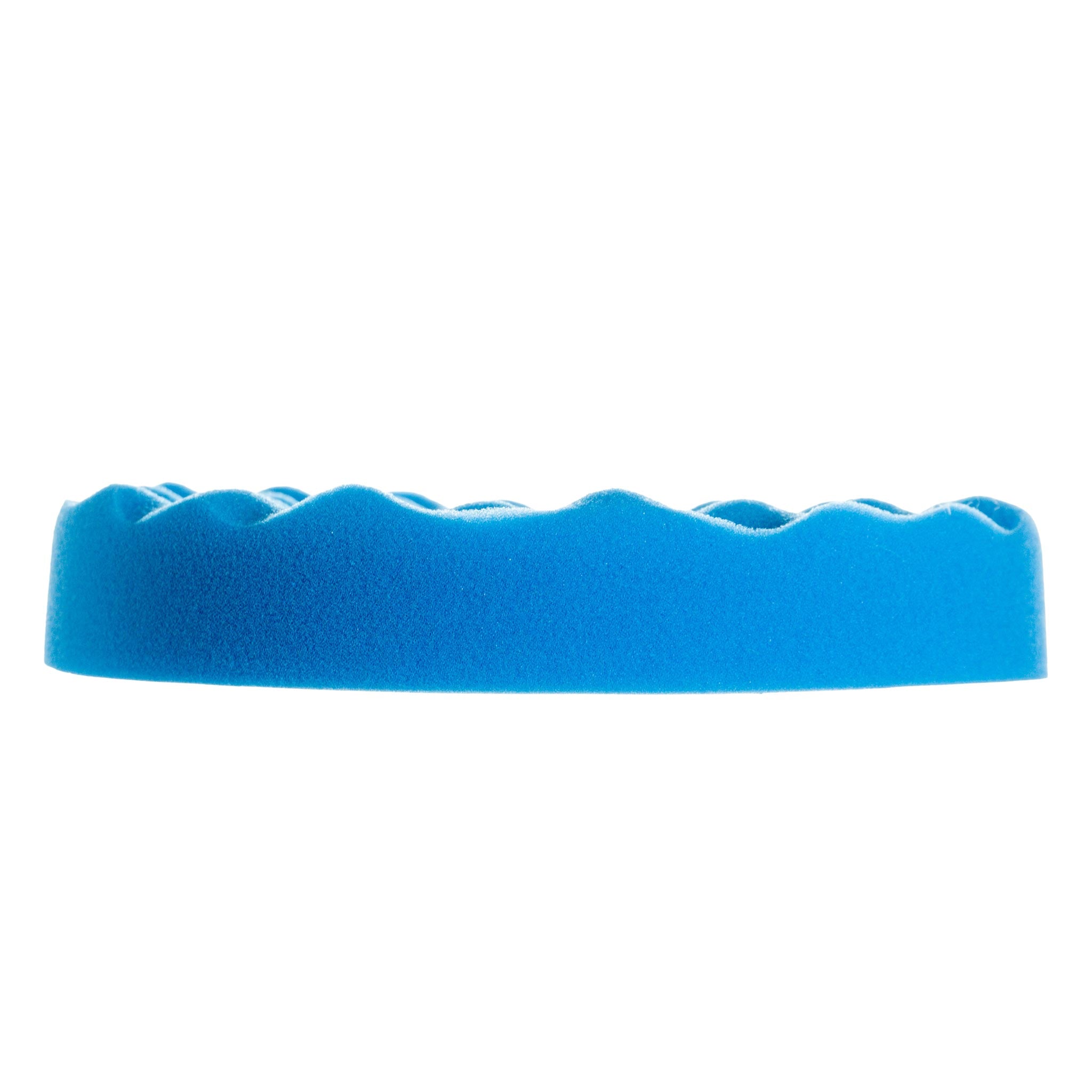 Blue foam waffle pad with wavy texture on a white background