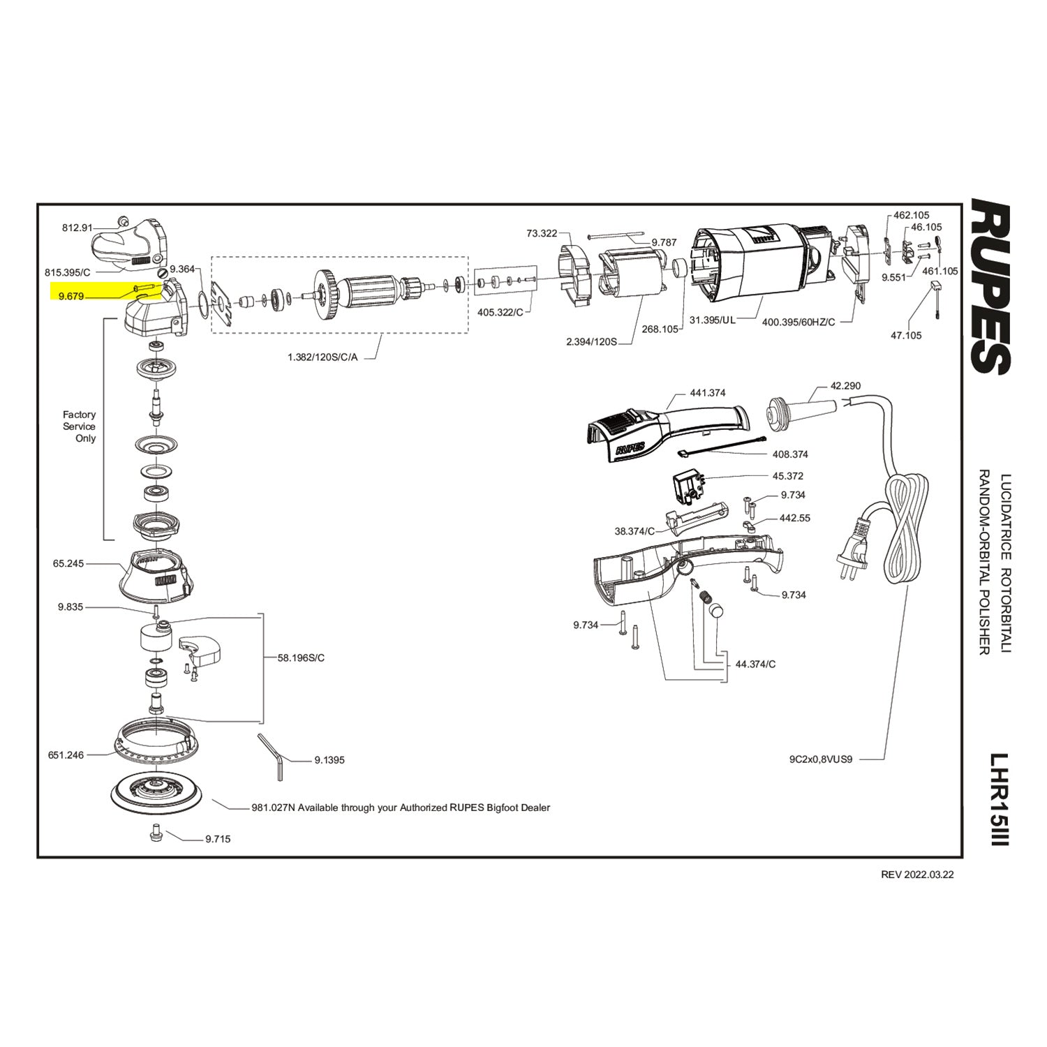 black screw for rupes polisher lhr15III parts guide