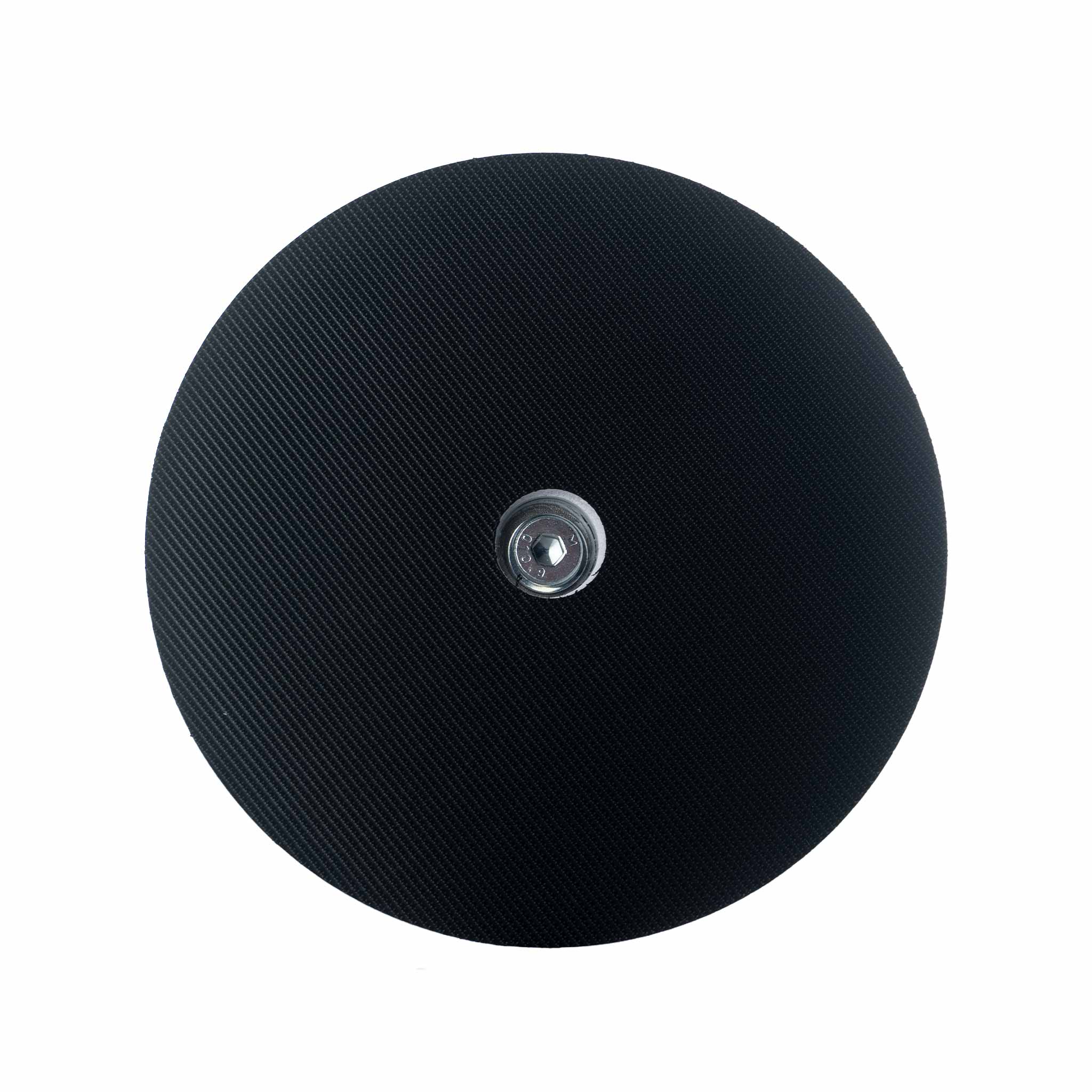 Black backing plate velco side on a white background