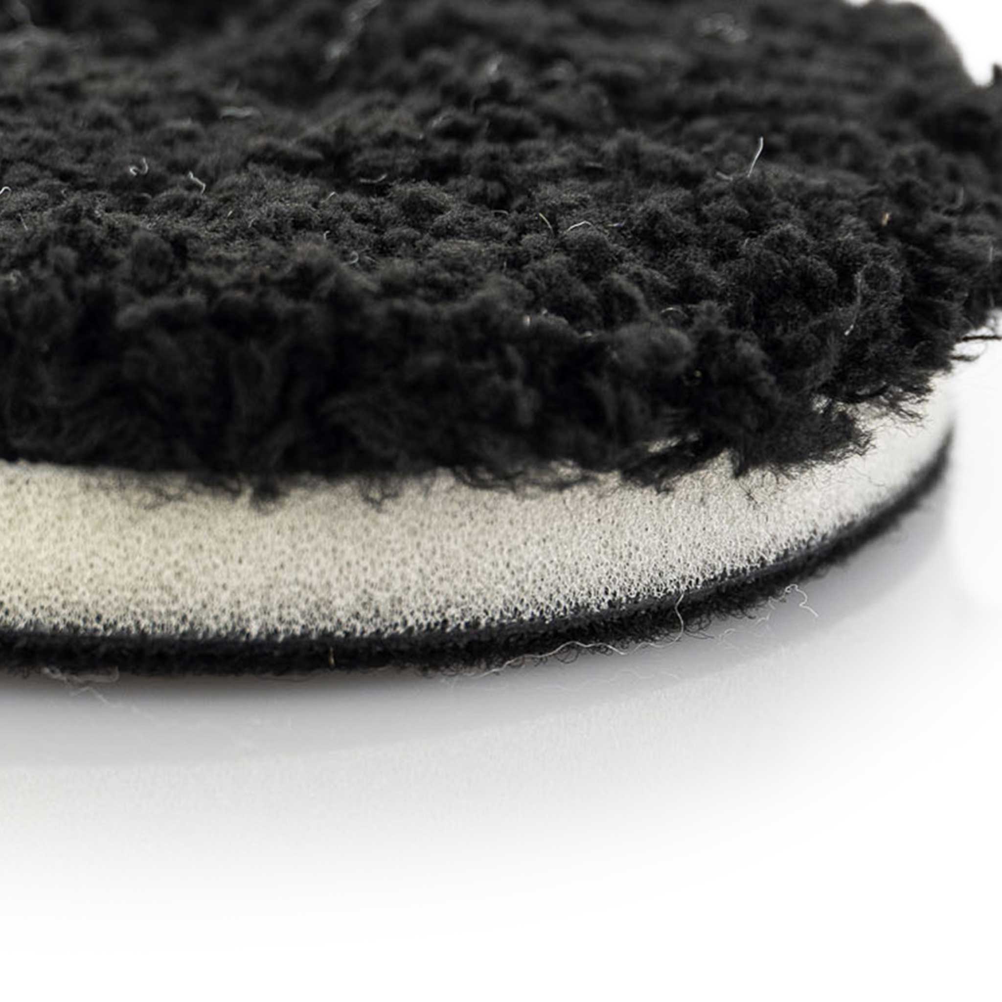 Close-up of black microfiber material on a white background