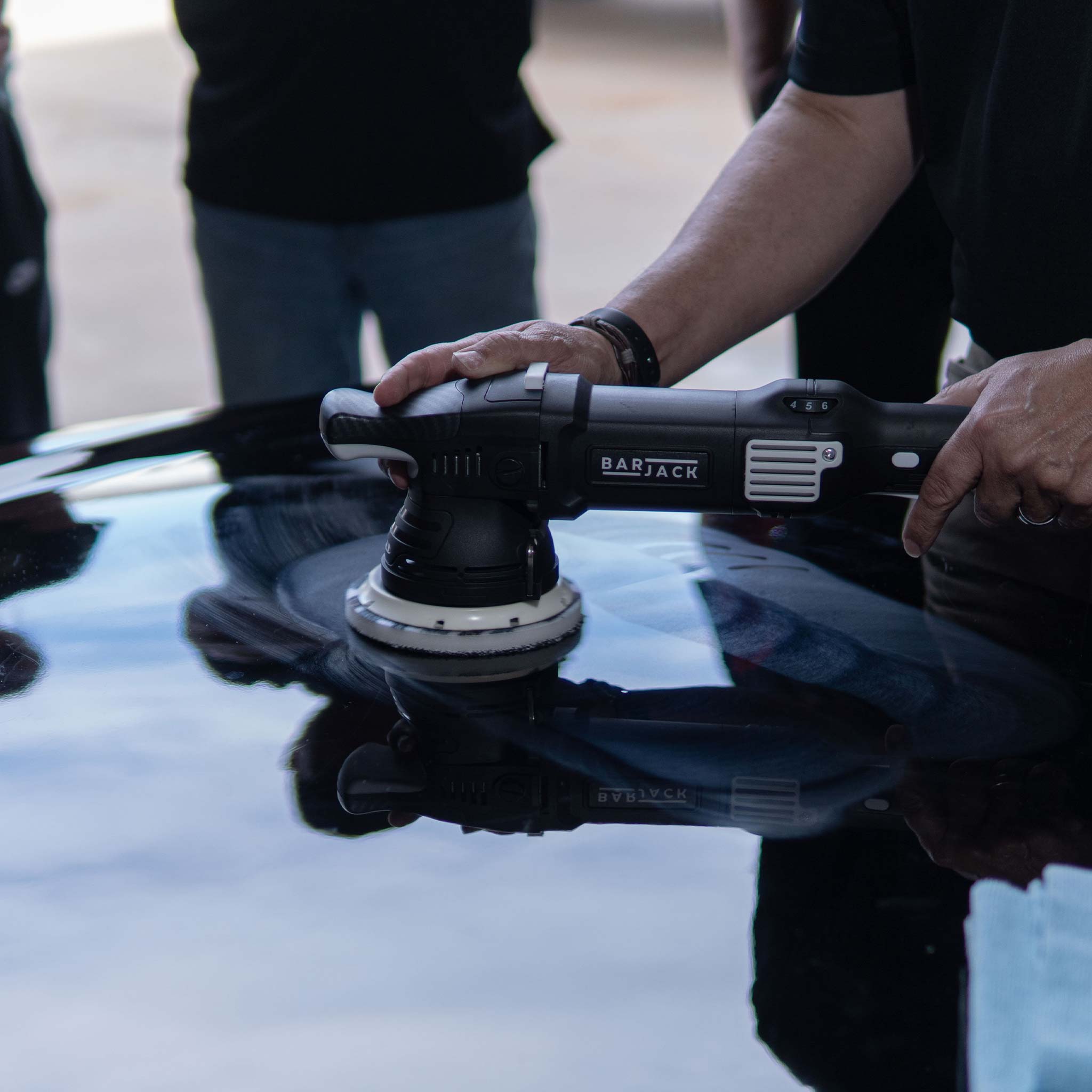 5 inch Uro-fiber  pad display on a car hood