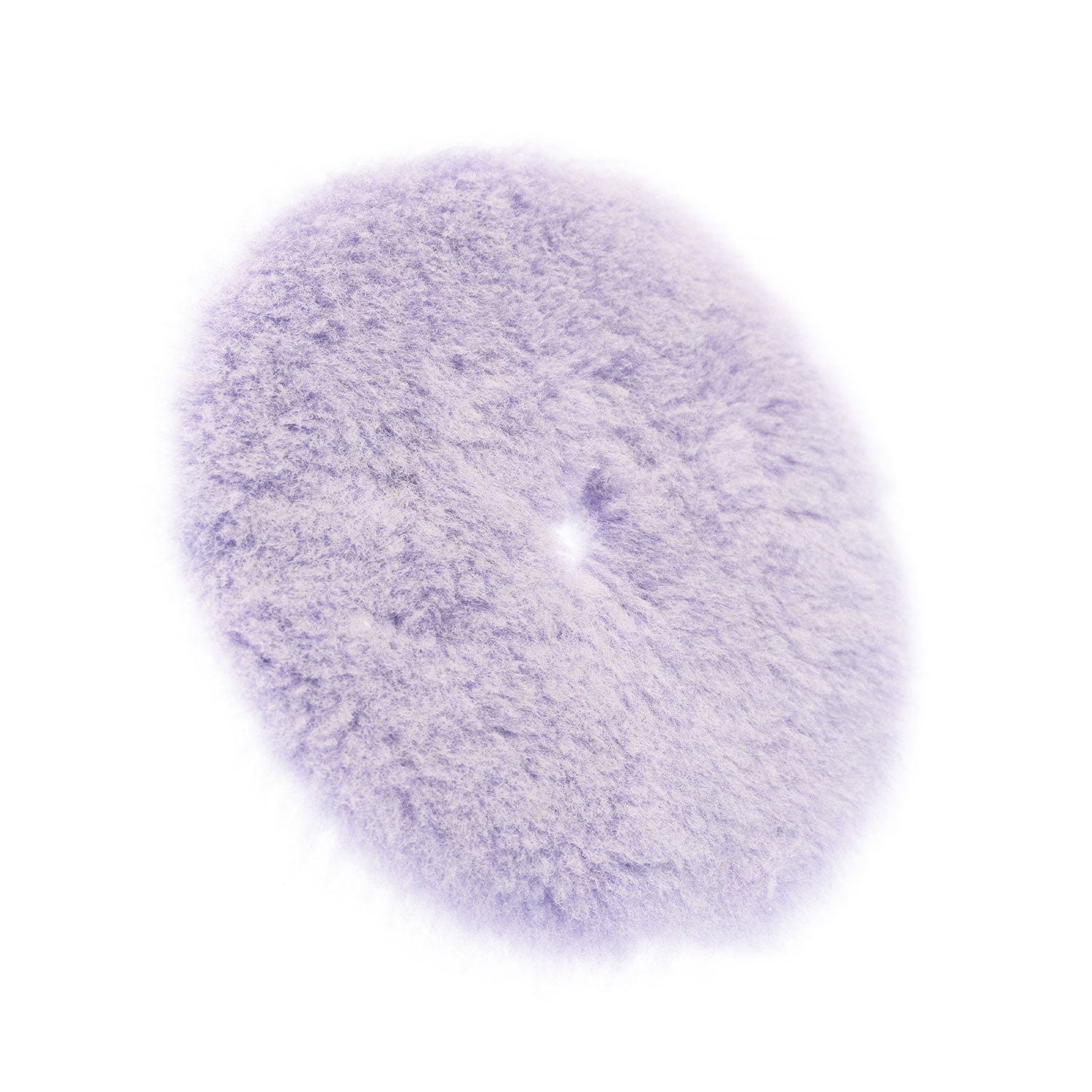 5 inch purple wool buffing pad  on a white background