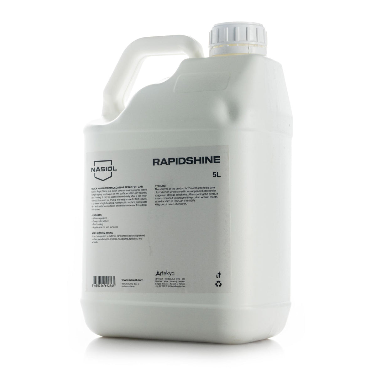 Nasiol Rapid Shine quick detailing spray for car exteriors, 5 Liter Jug