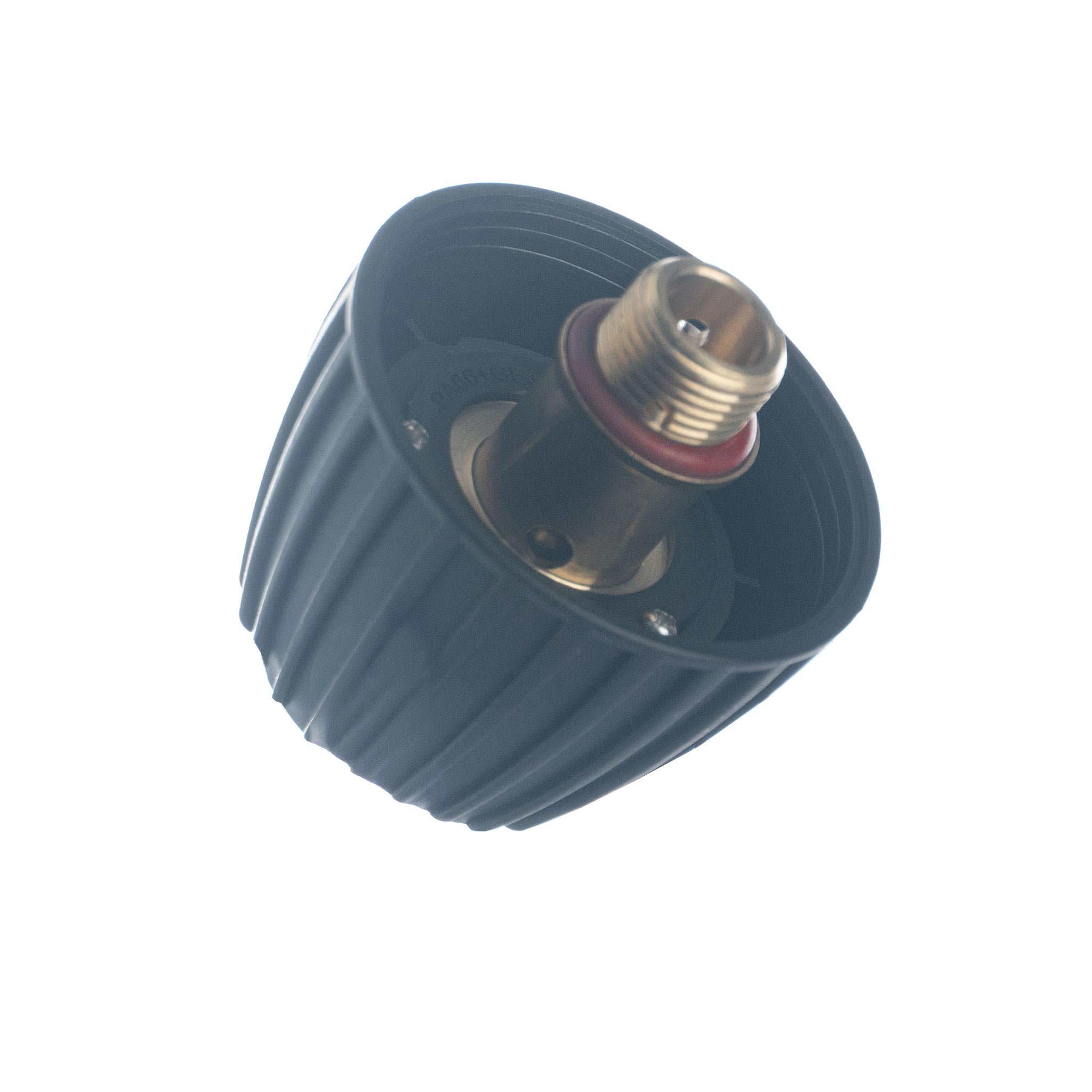 car detailing steamer cap with high temp o-ring tilted 45 degrees on a white background