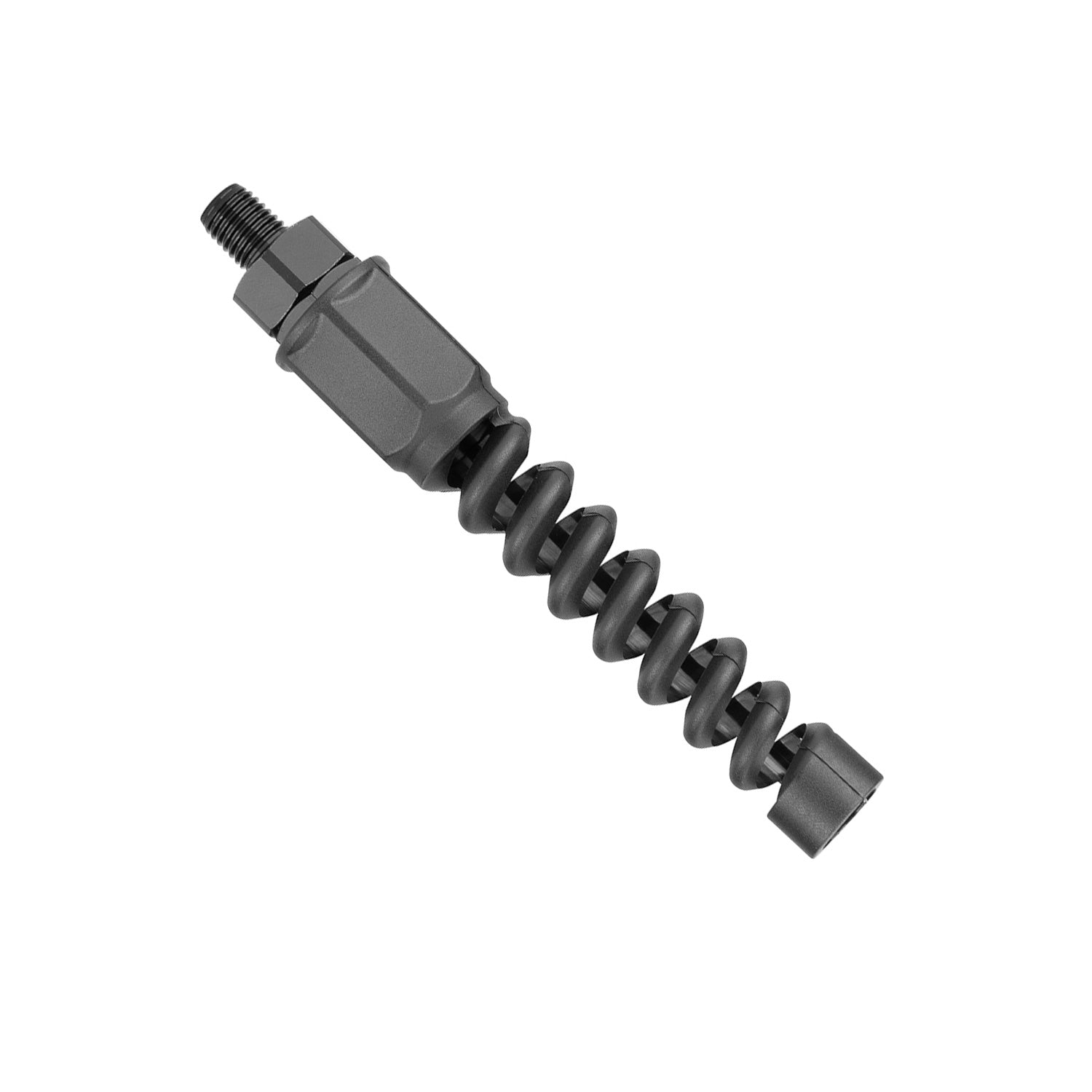 1/4 inch barbed Black Flexzilla hose fitting on a white background