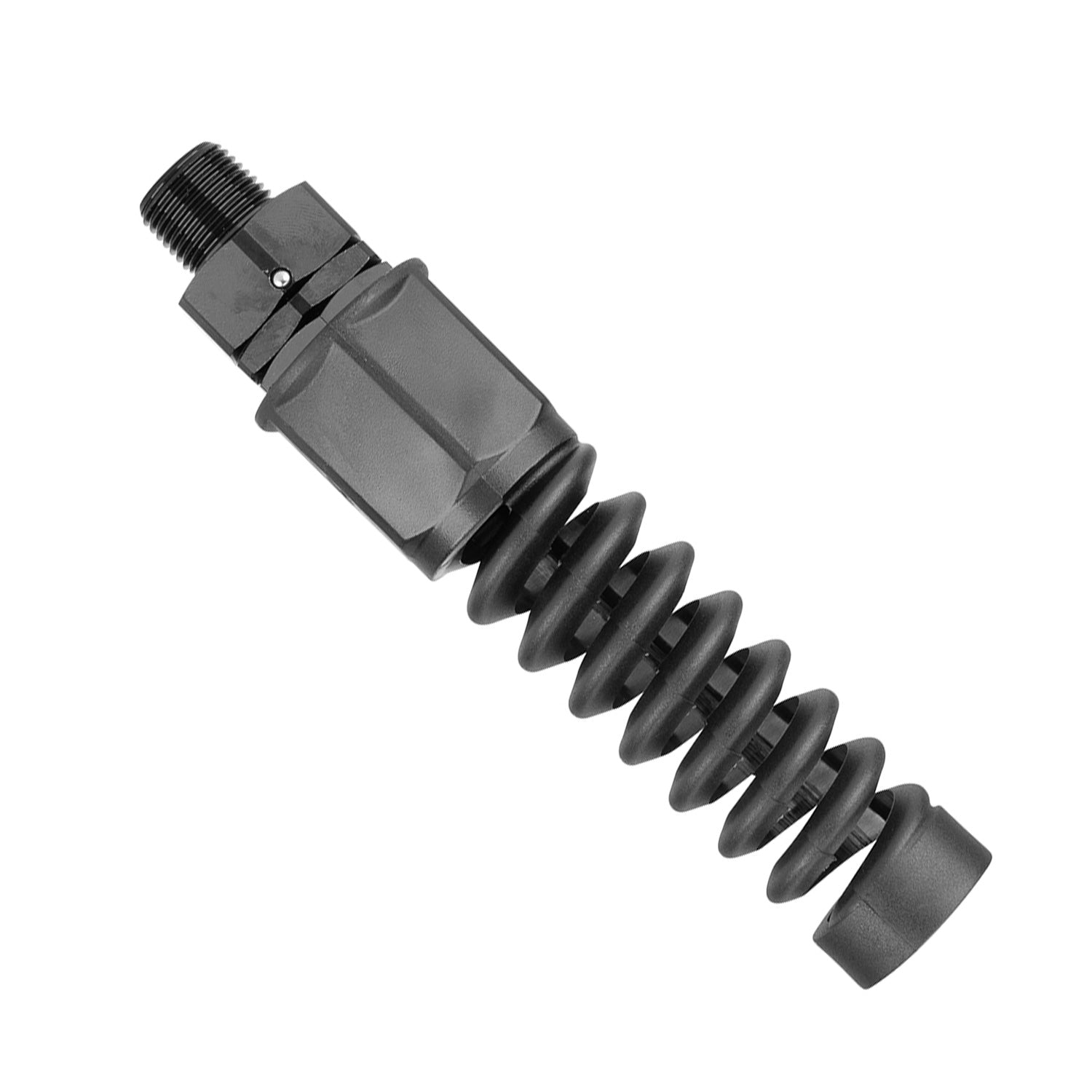 1/2 inch swivel Black Flexzilla hose fitting on a white background