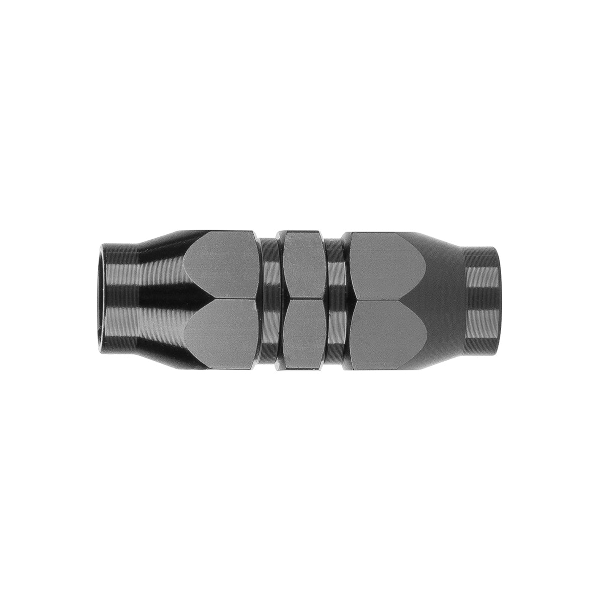 Flexzilla 1/4 inch black hose splicer on a white background