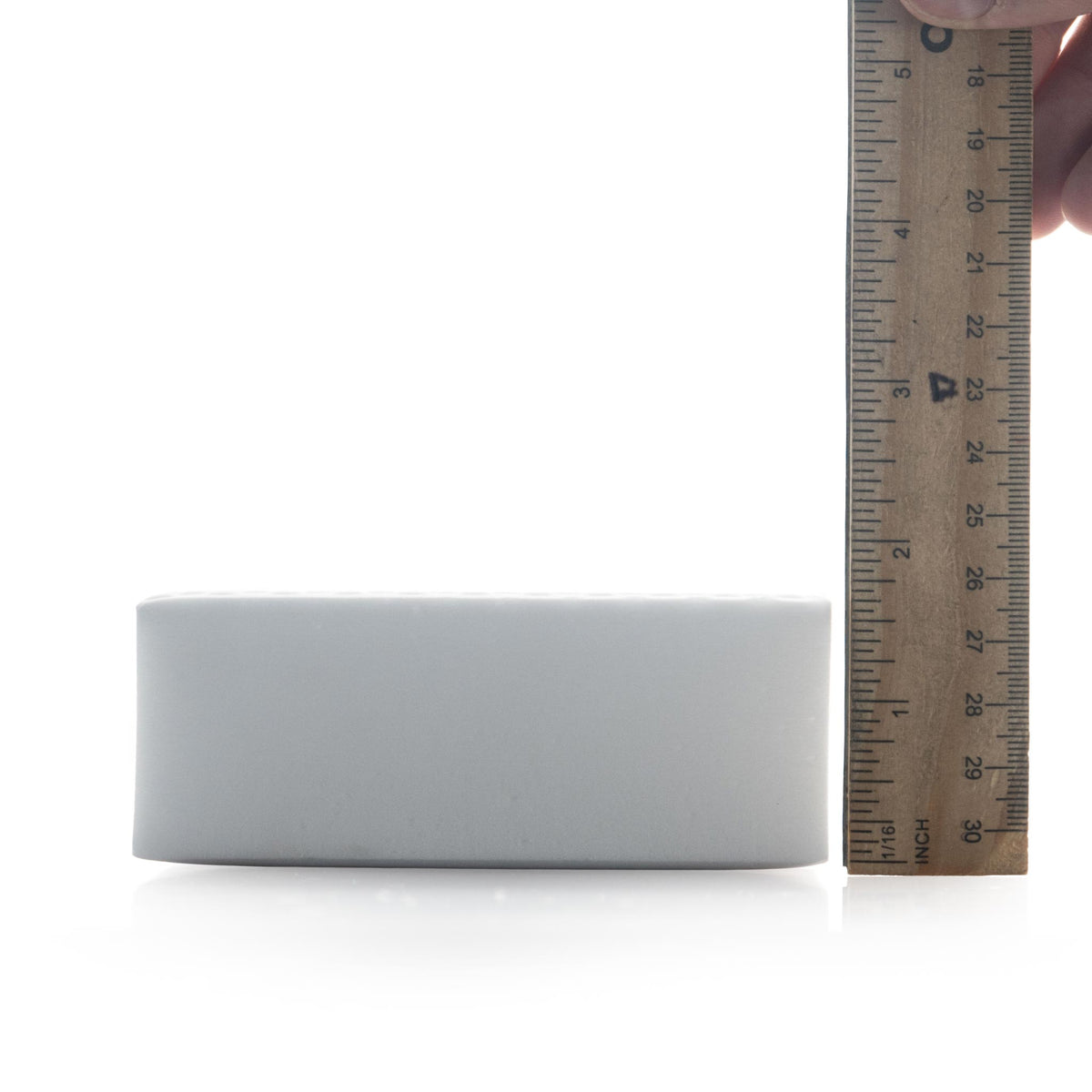 Stinger Chemical Heavy Duty Magic Nano Sponge measured against a ruler to show its thickness