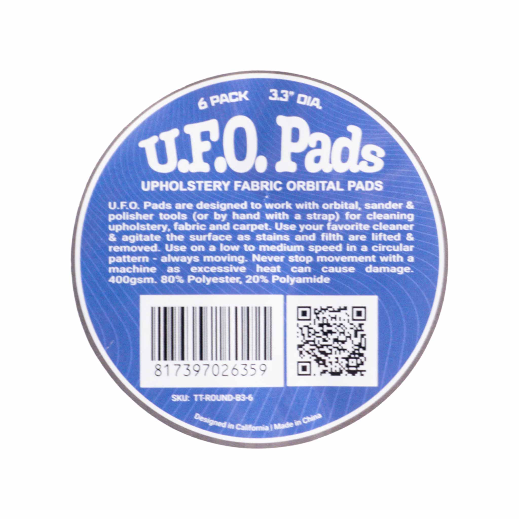 U.F.O. Pads packaging with blue label and white text on a white background