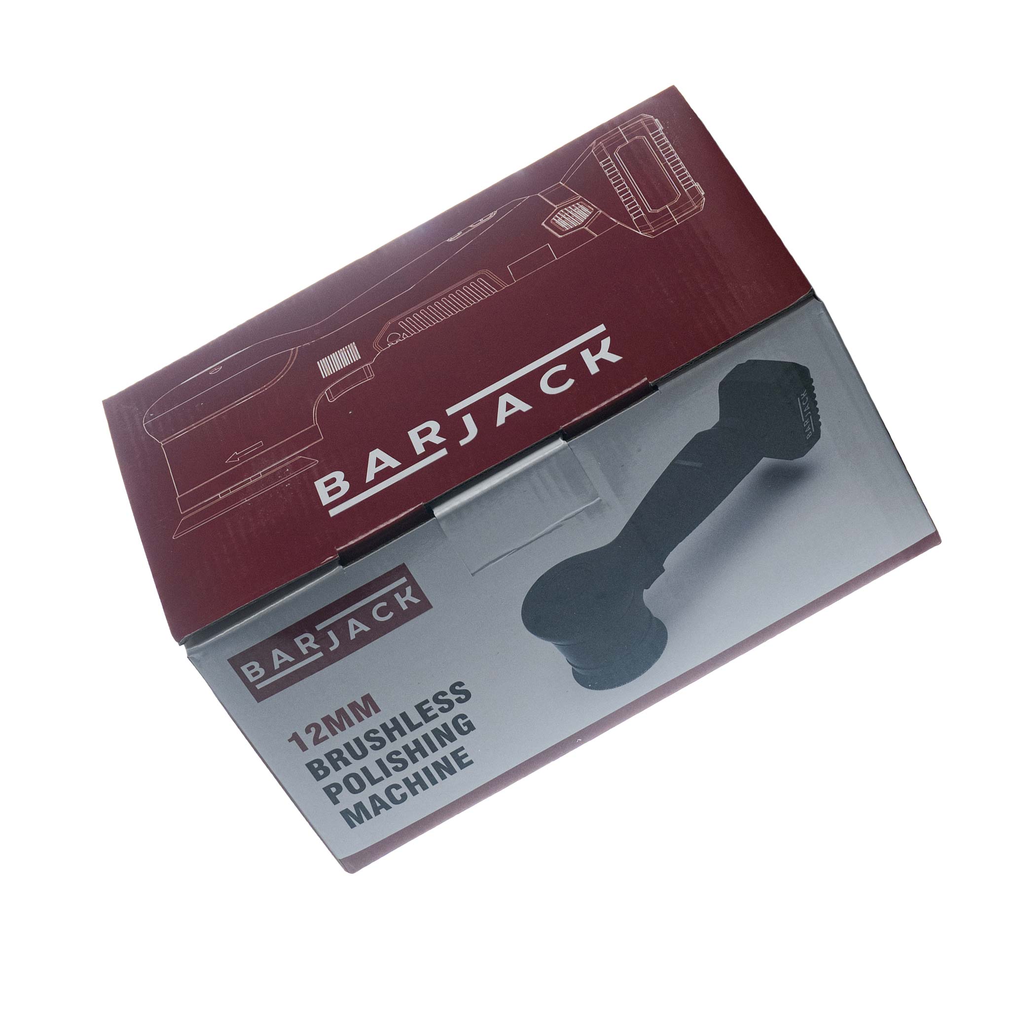 Barjack raven brushless polisher box on a white background
