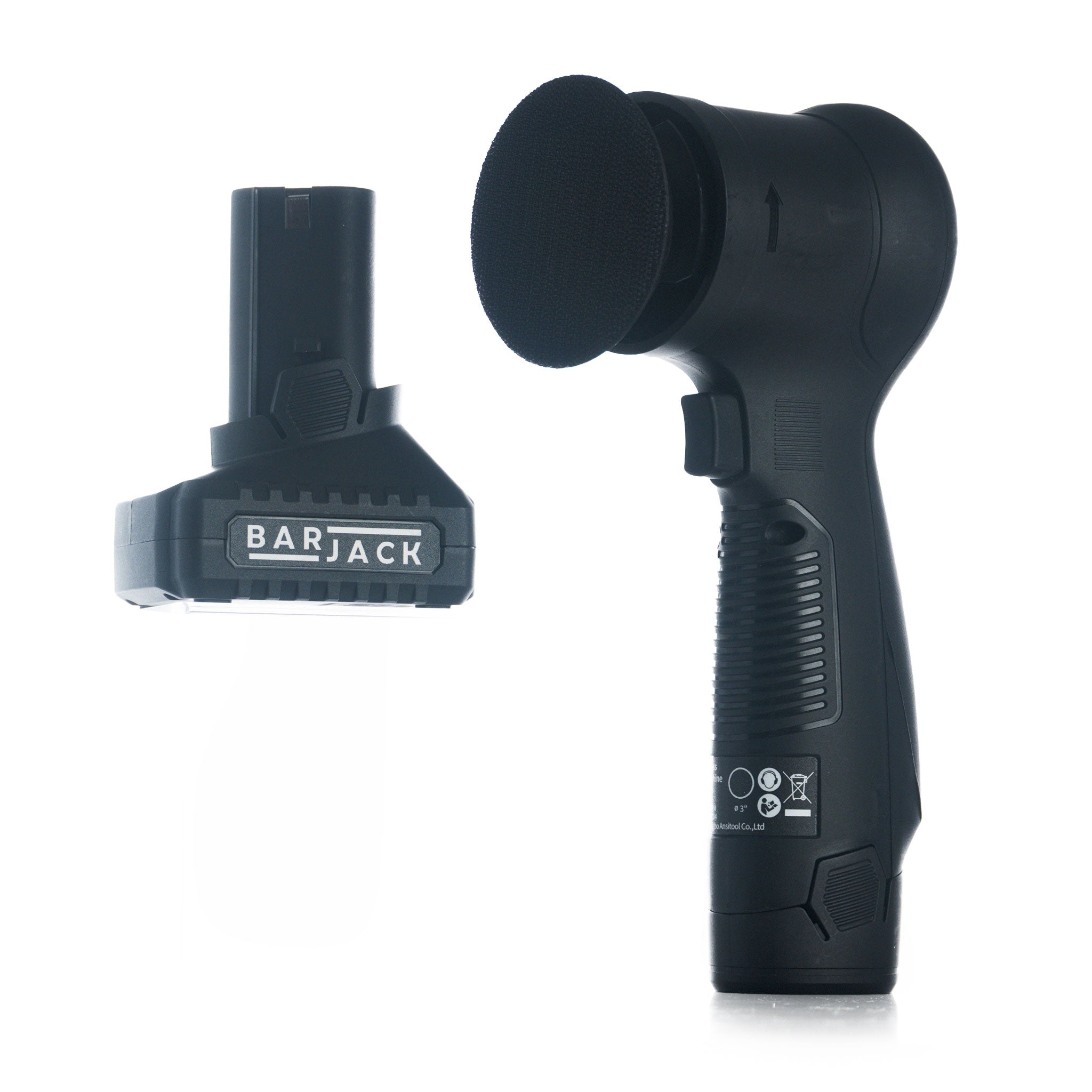 Barjack raven 3 inch polisher with floating battery on a white background