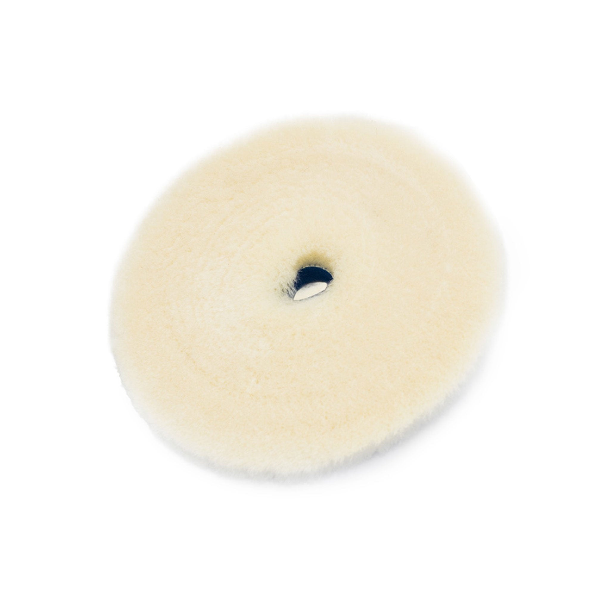 White Wool buffing pad on a white background