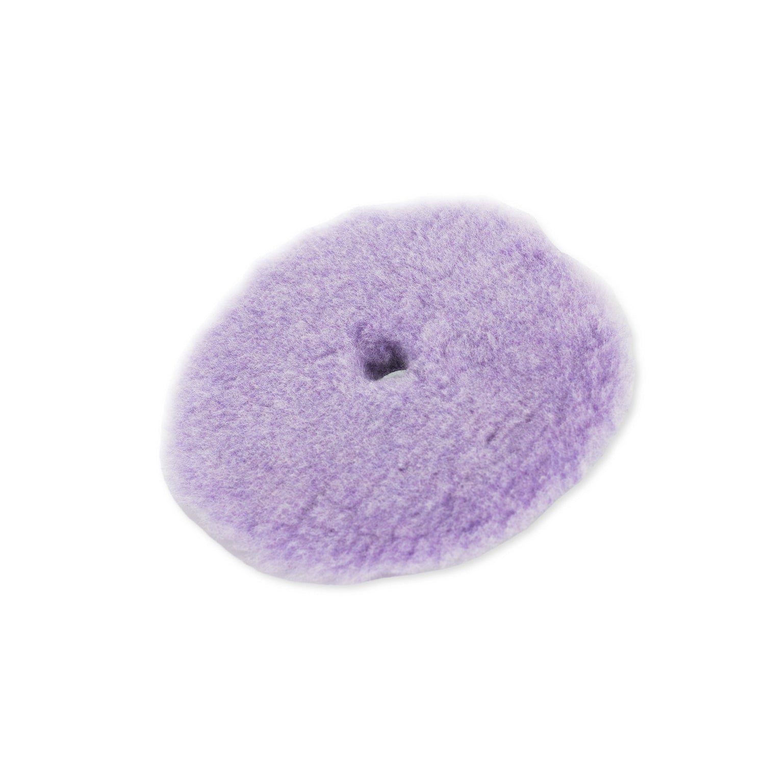 Purple Wool buffing pad on a white background