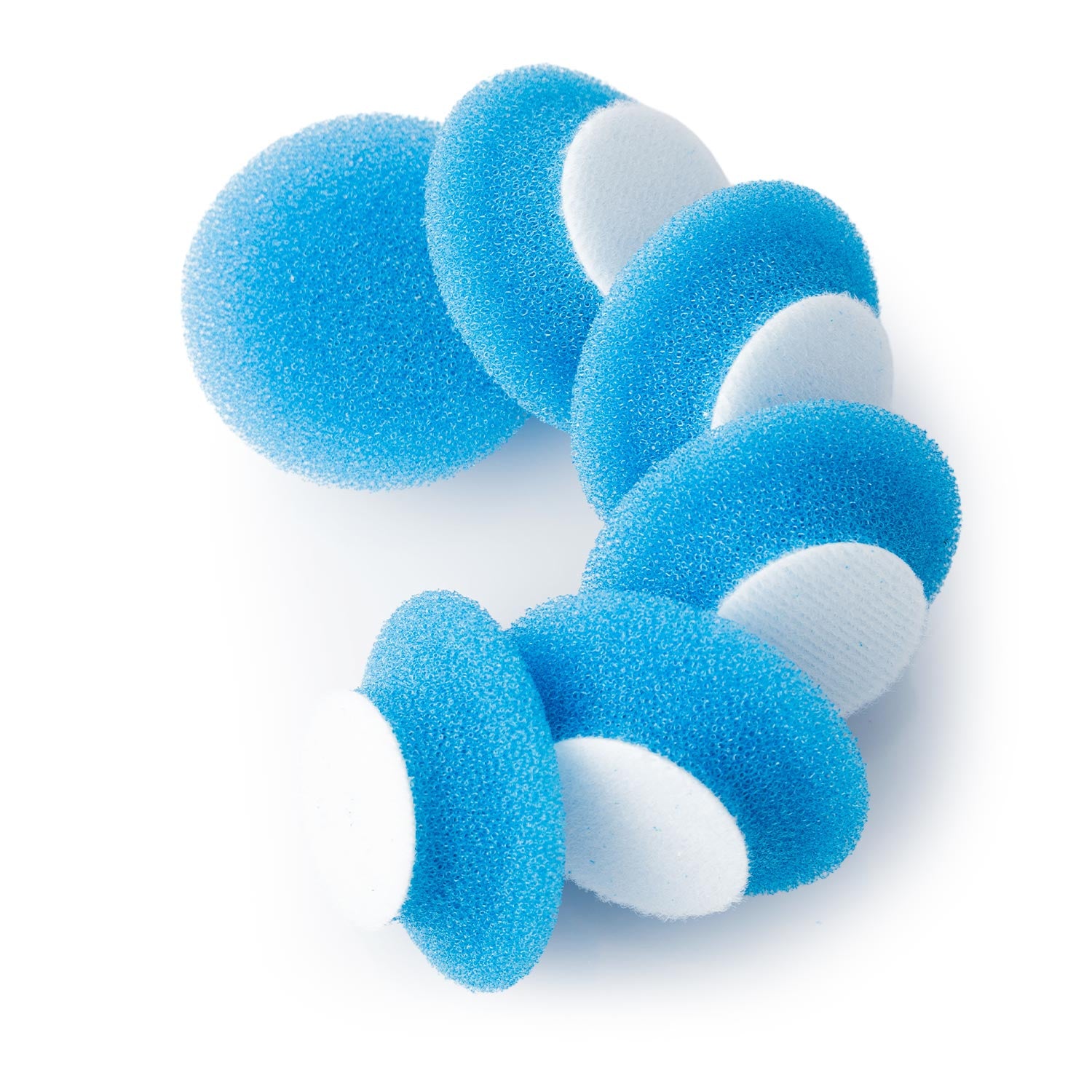 1 inch blue pads on a white background