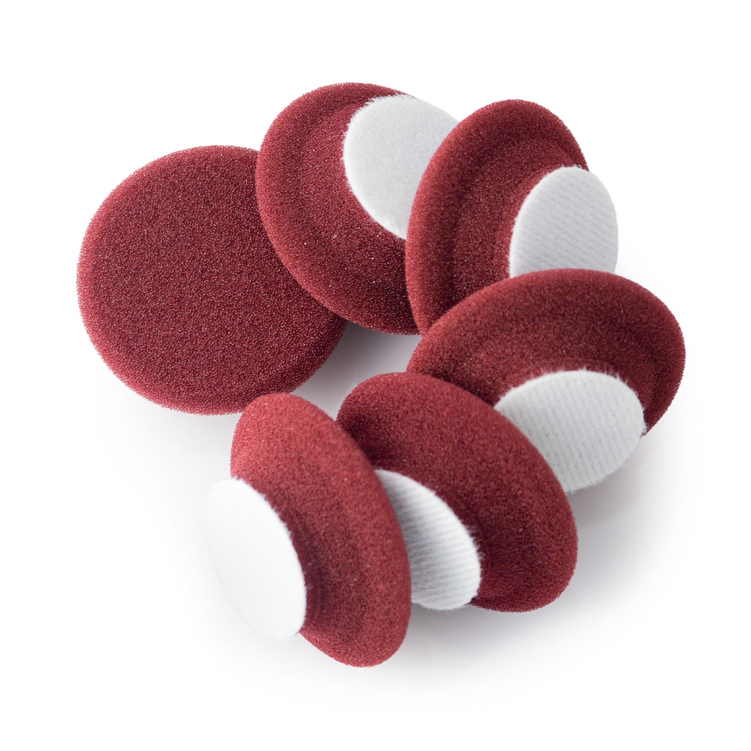 1 inch maroon pads on a white background