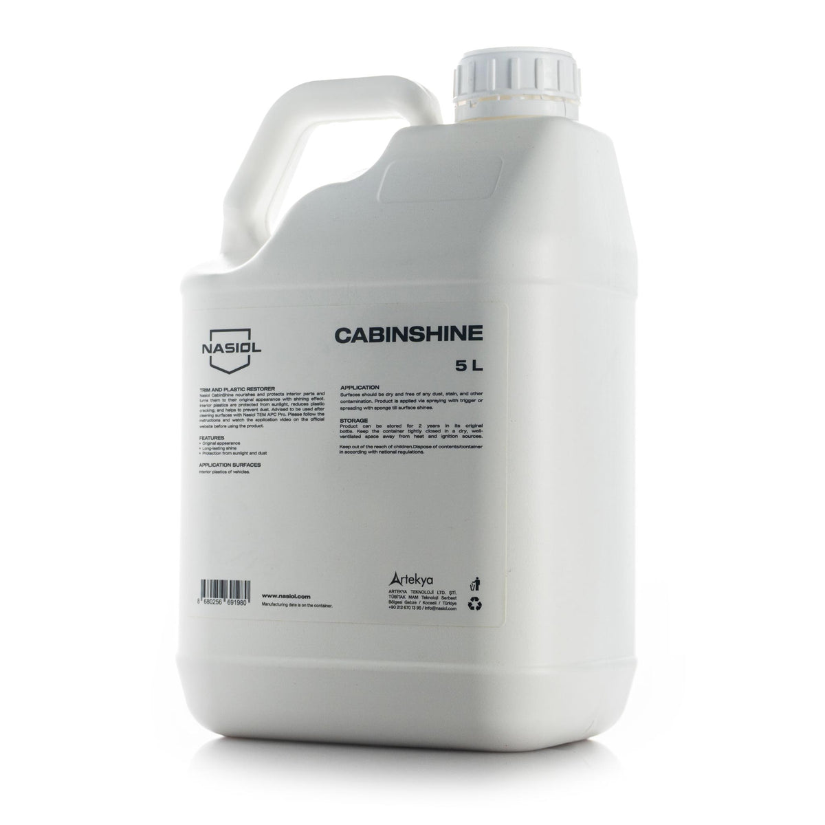 Nasiol Cabin Shine UV protectant for interior plastics, 5 L bulk jug