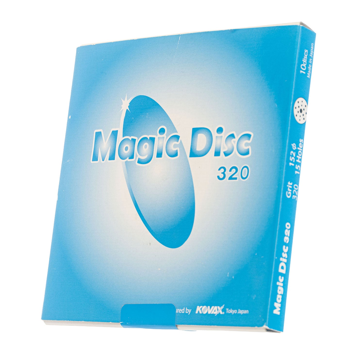 Blue packaging of a Magic Disc 320 with Kovax branding on a white background