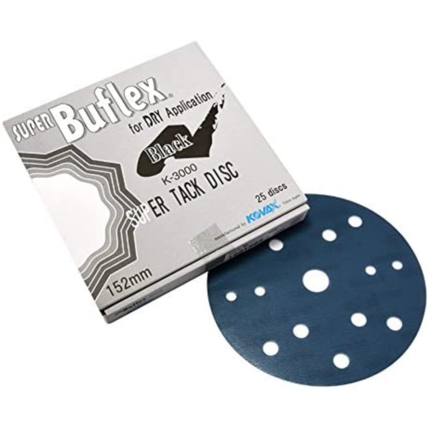 K-3000 Black Super Bufflex Super Tack Disc with packaging on a white background