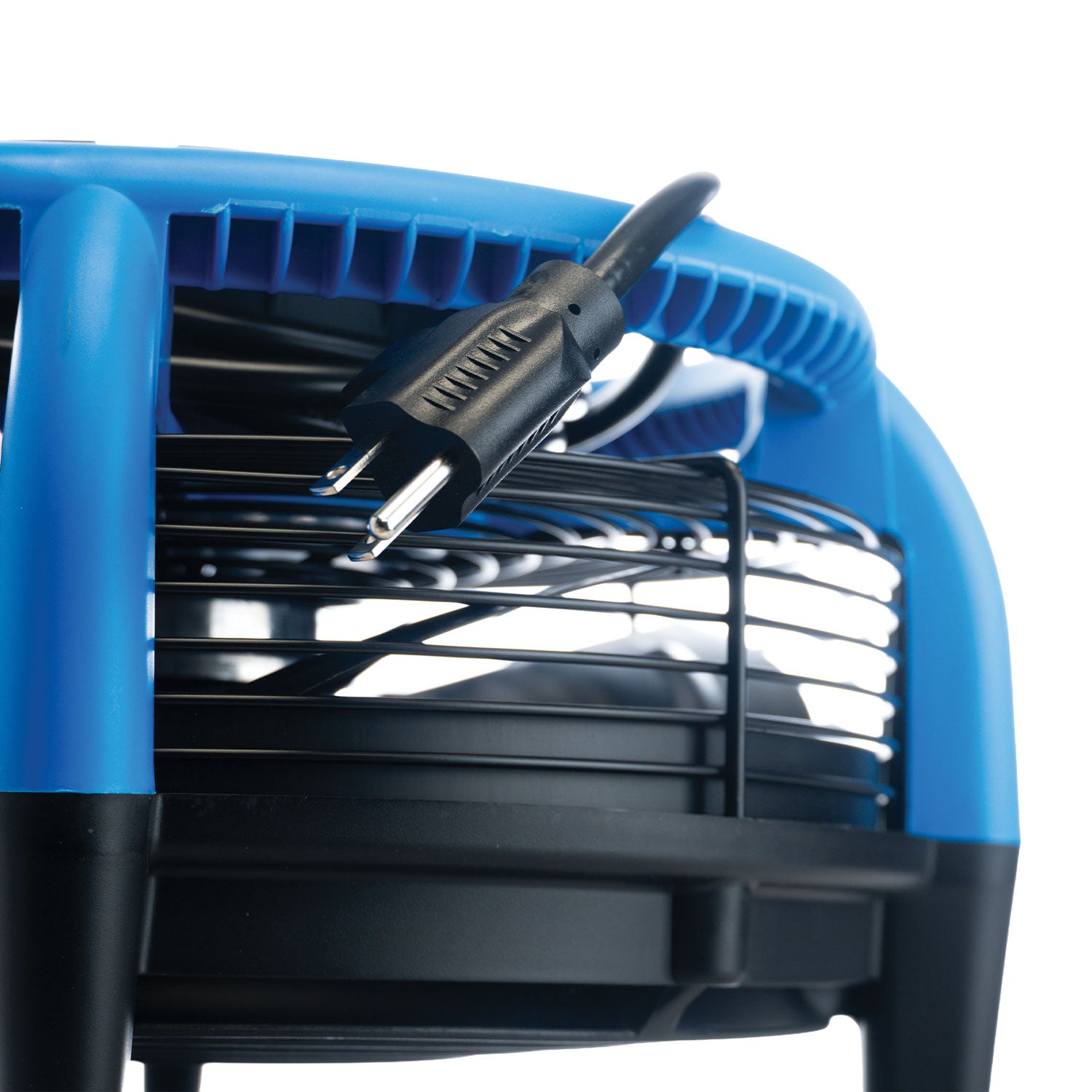 Black and Blue 120V Fan with Plug