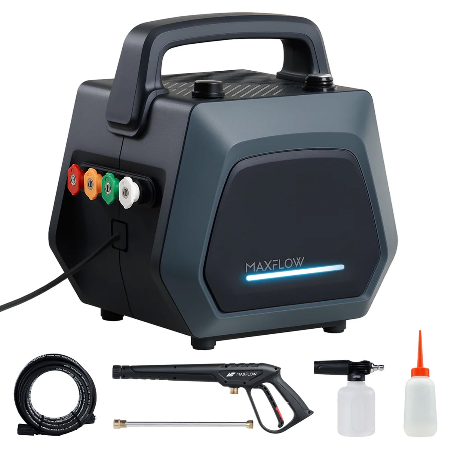 Maxflow pressure washer kit with various items on a white background