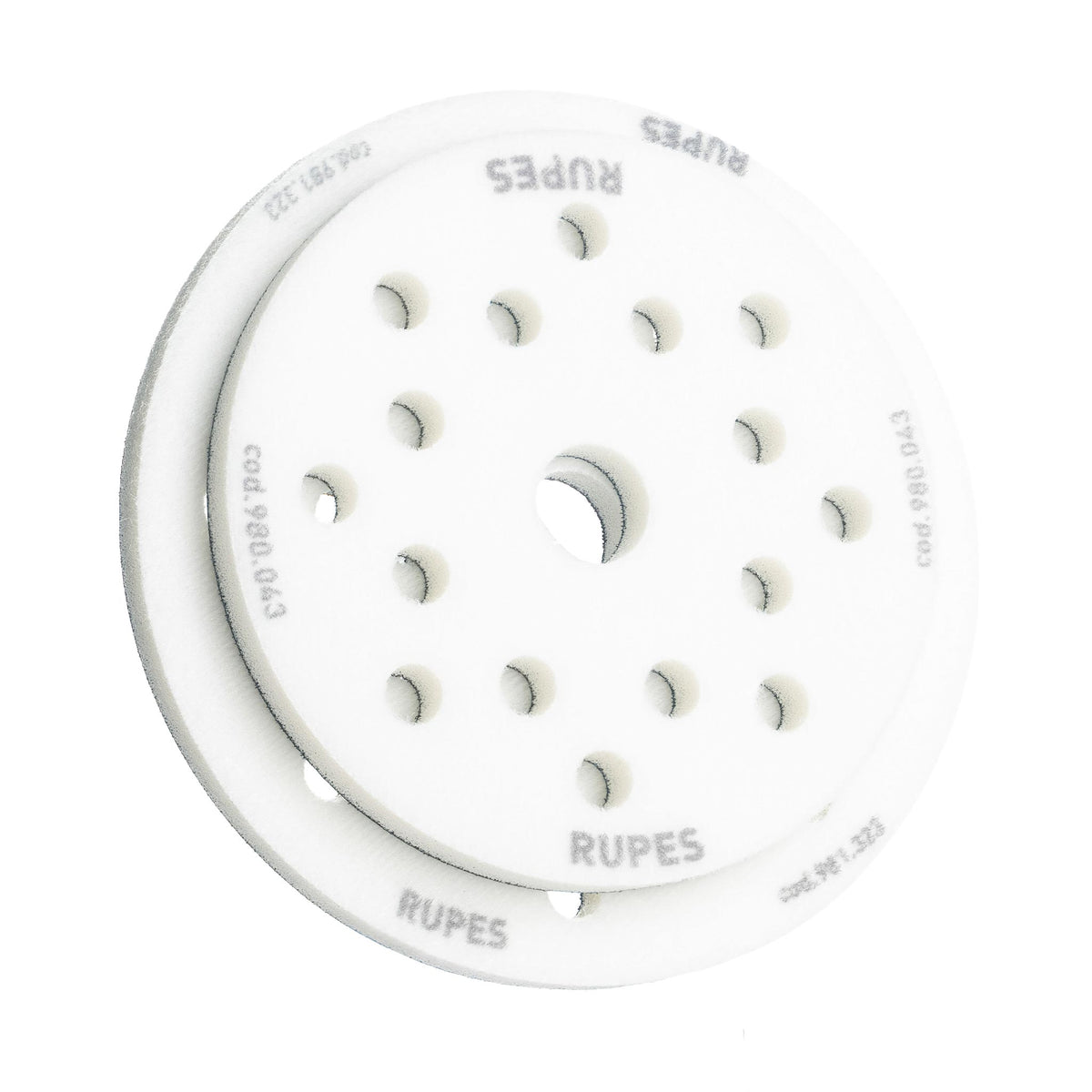 RUPES 5 inch and 6 inch multi hole foam interface pads stacked together