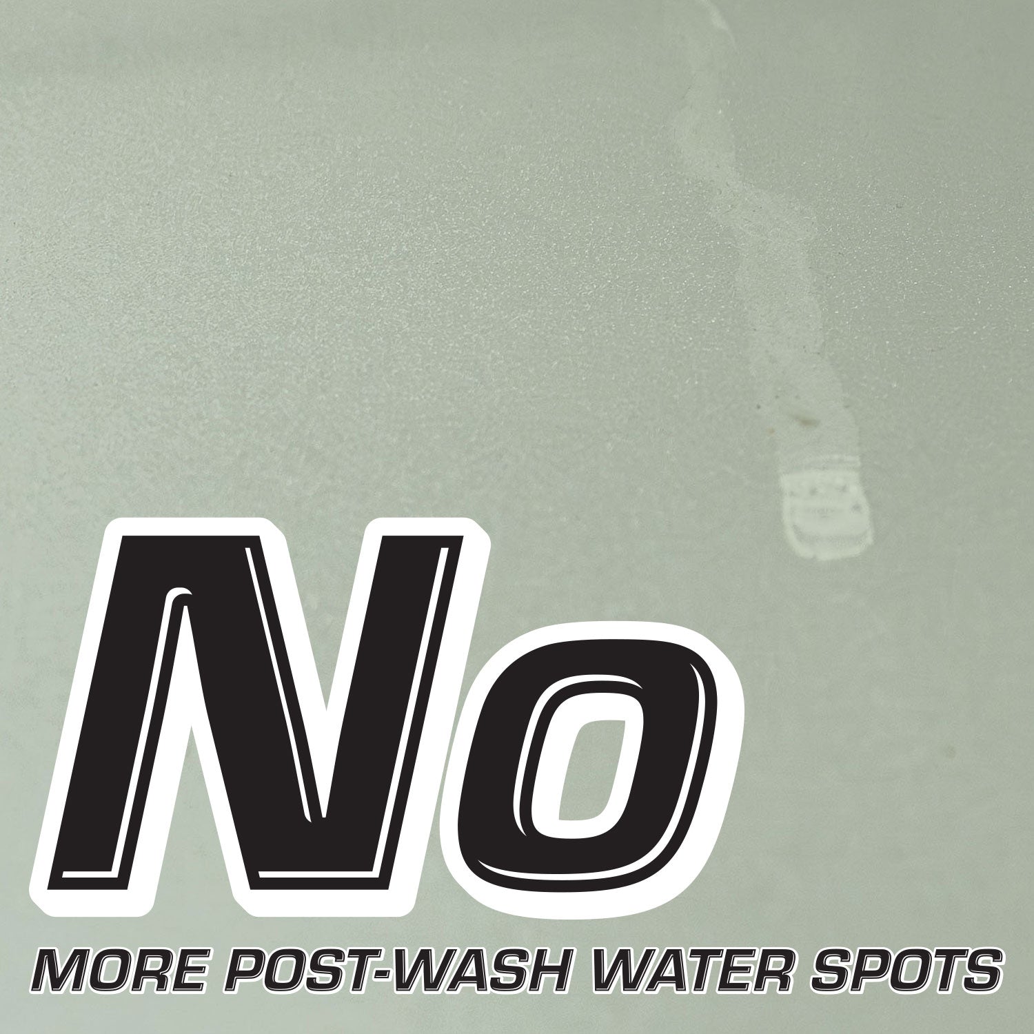 No more post-wash water spotting infographic with water spot in background
