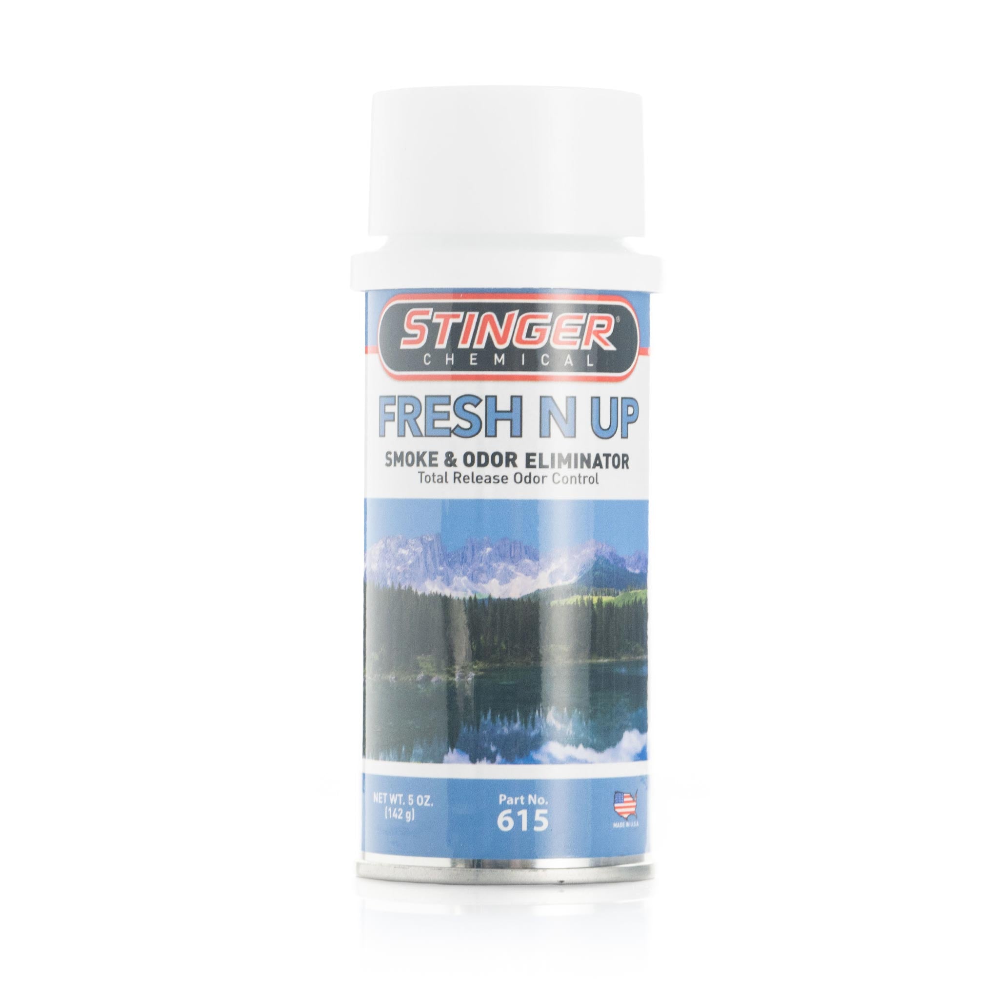 Stinger Fresh N Up smoke and odor eliminator can on a white background