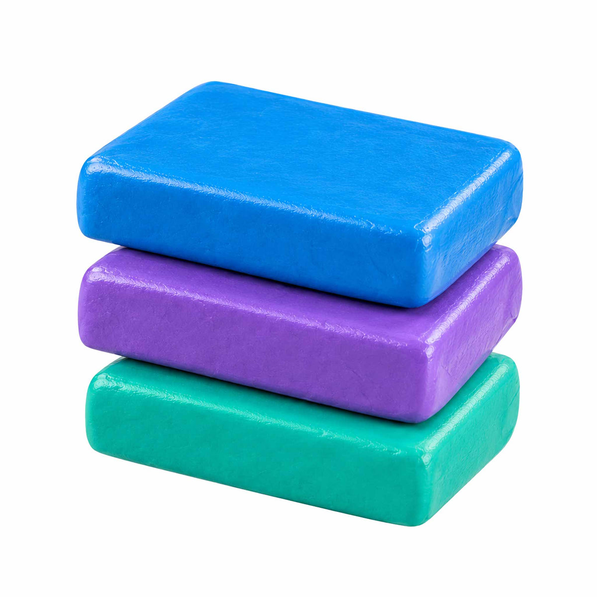 Stinger Chemical clay bars in fine mint green, medium purple, and heavy duty blue grades