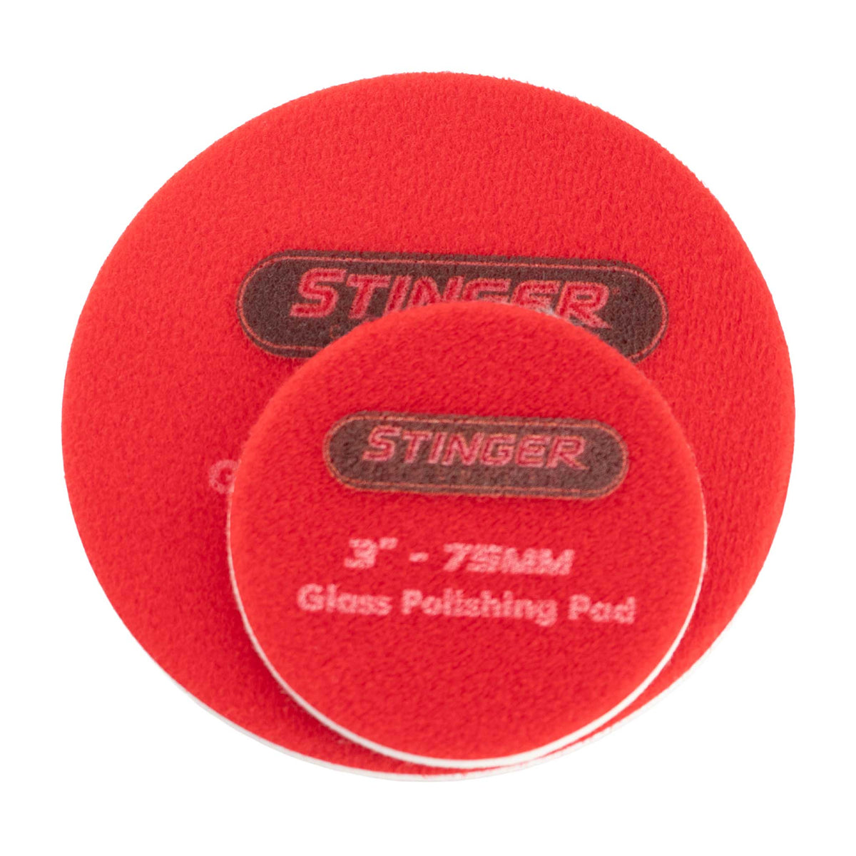 Stinger Chemical rayon glass polishing pads in 3 inch 75mm and 5 inch 125mm sizes