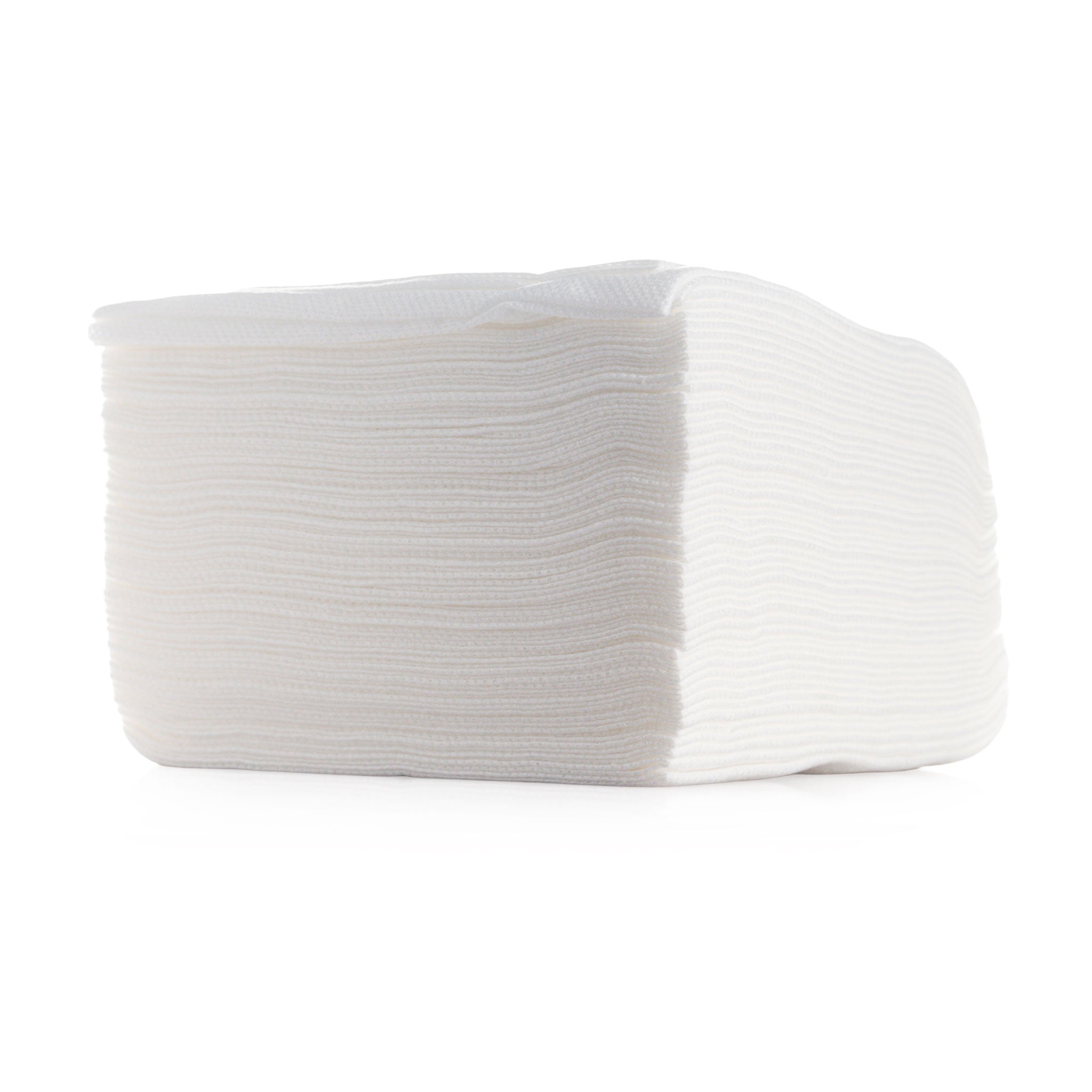 Stack of white paper blending cloths on a white background