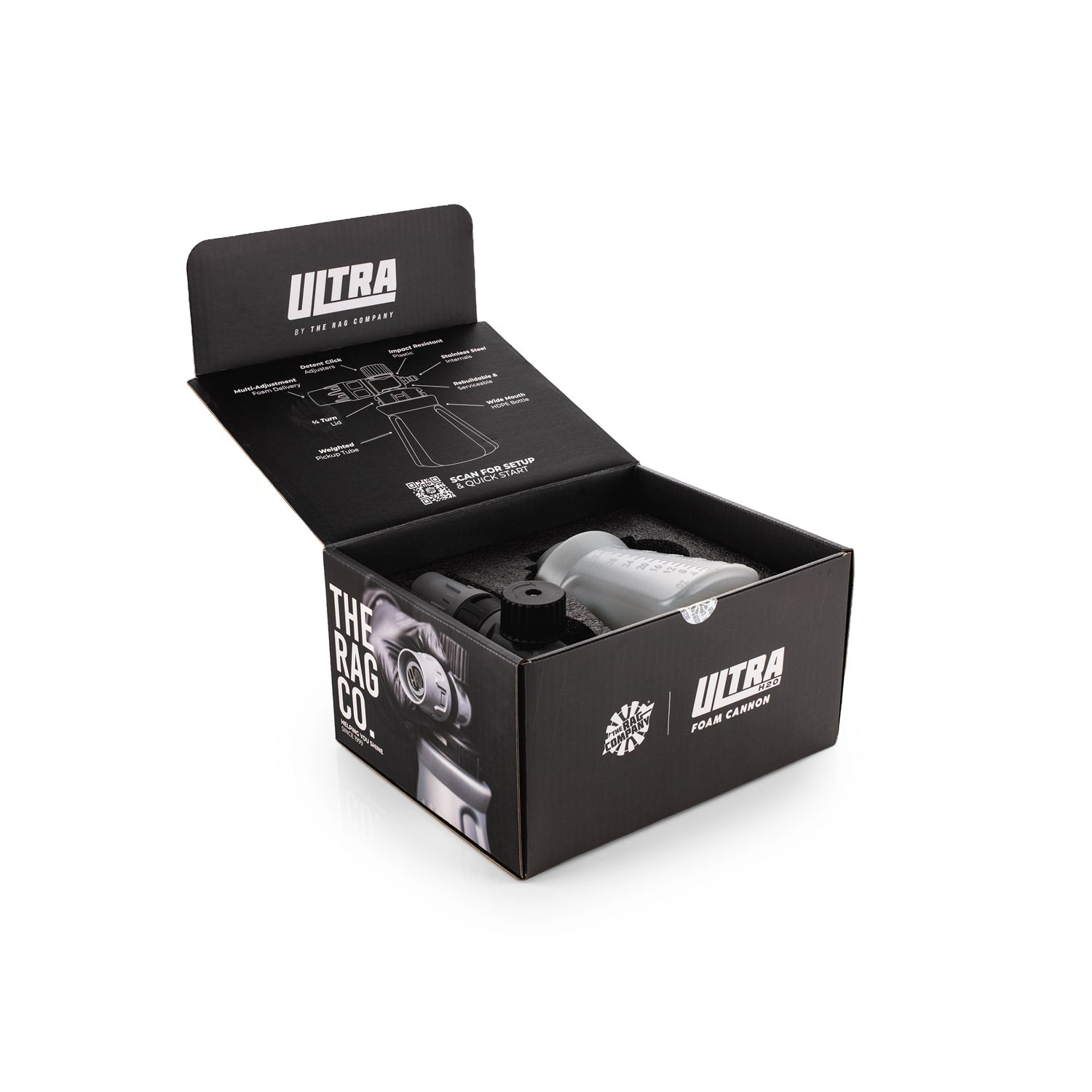 Black box with 'Ultra' branding containing a product, on a white background