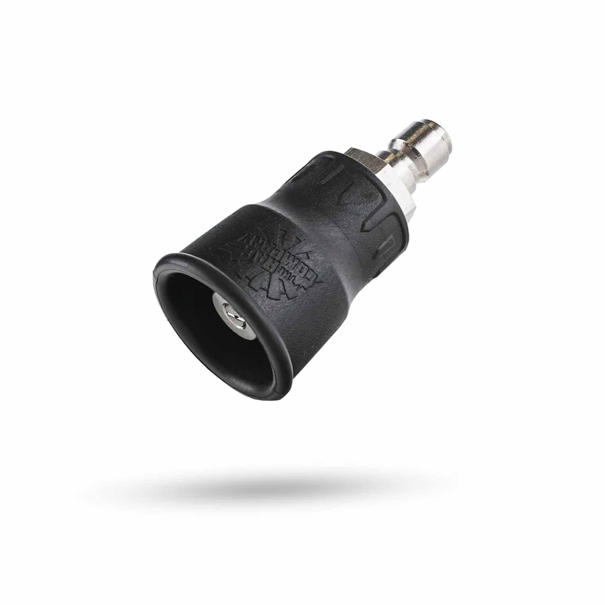 A black rubber nozzle guard for pressure washer, floating against a white background with a soft shadow underneath.
