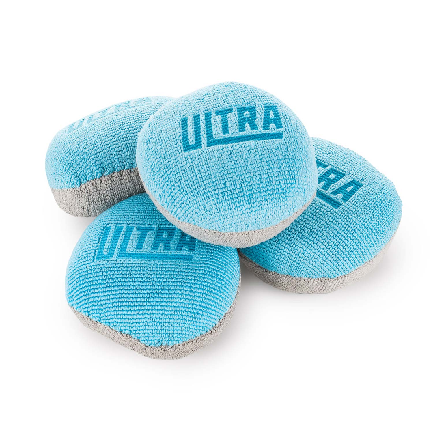 Four Blue Ultra applicators with gray accents on a white background