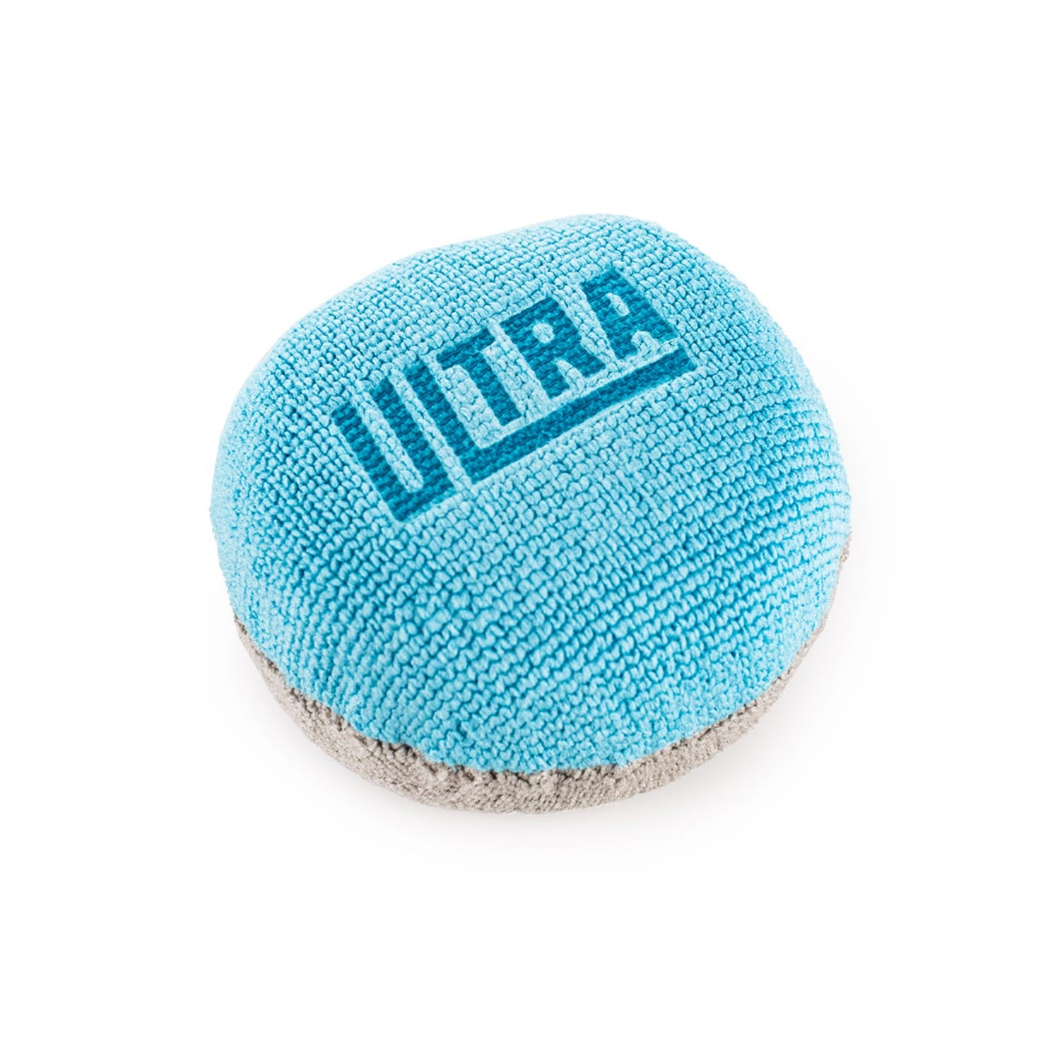 Blue and graymicrofiber applicator with 'Ultra' branding on a white background