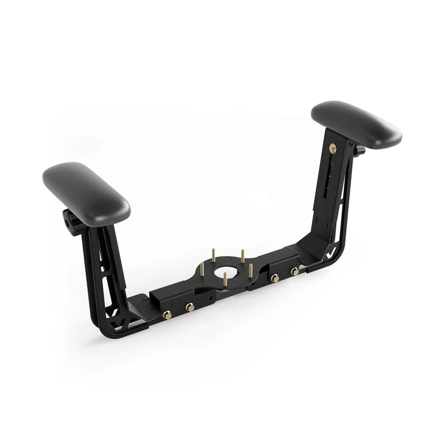 vyper black adjustable armrest with black cushions on a white background