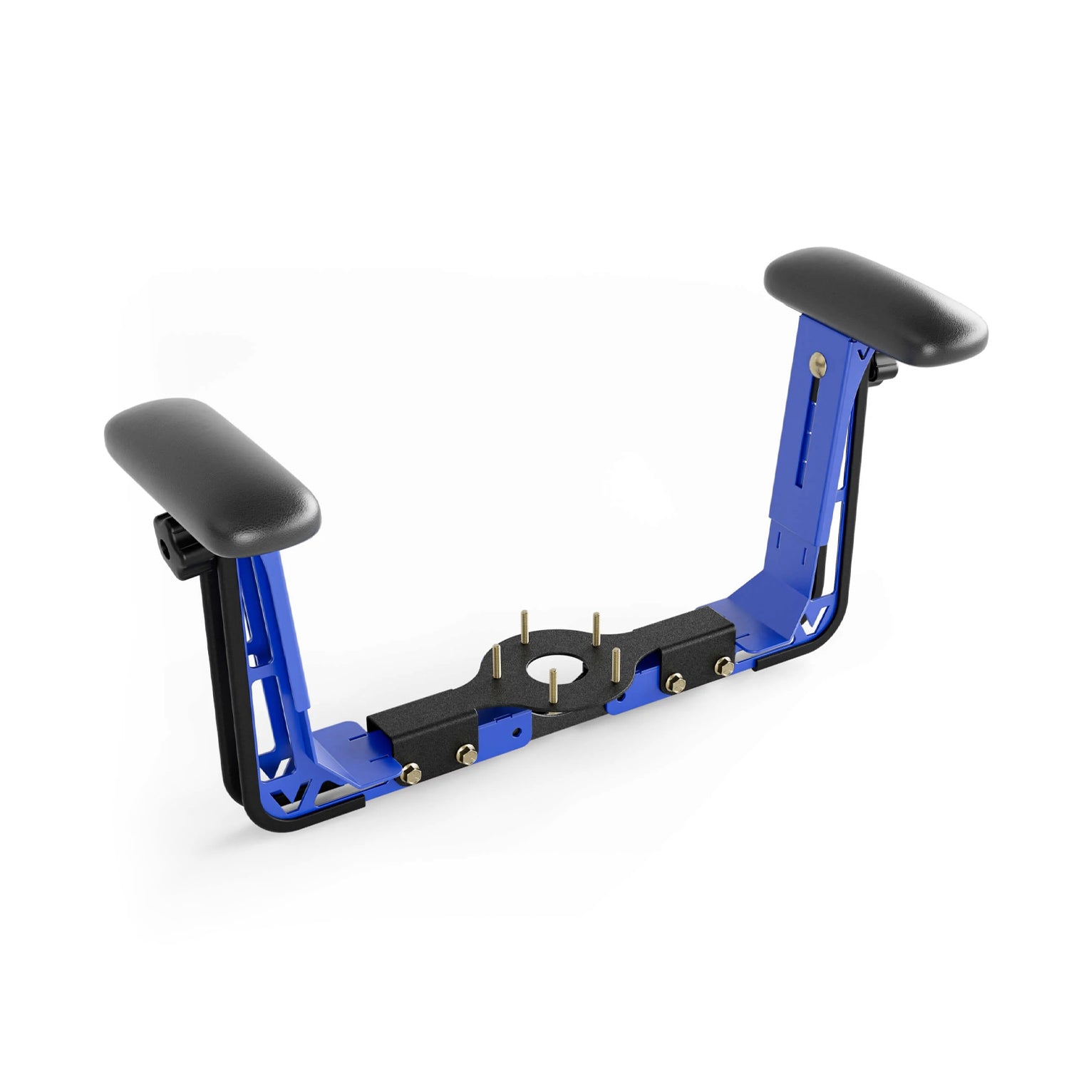 vyper blue adjustable armrest with black cushions on a white background